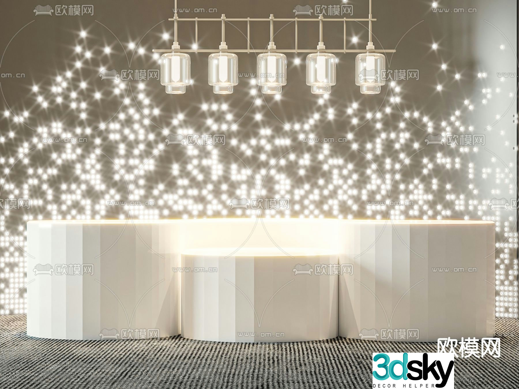 Front desk service desk reception desk 3d model