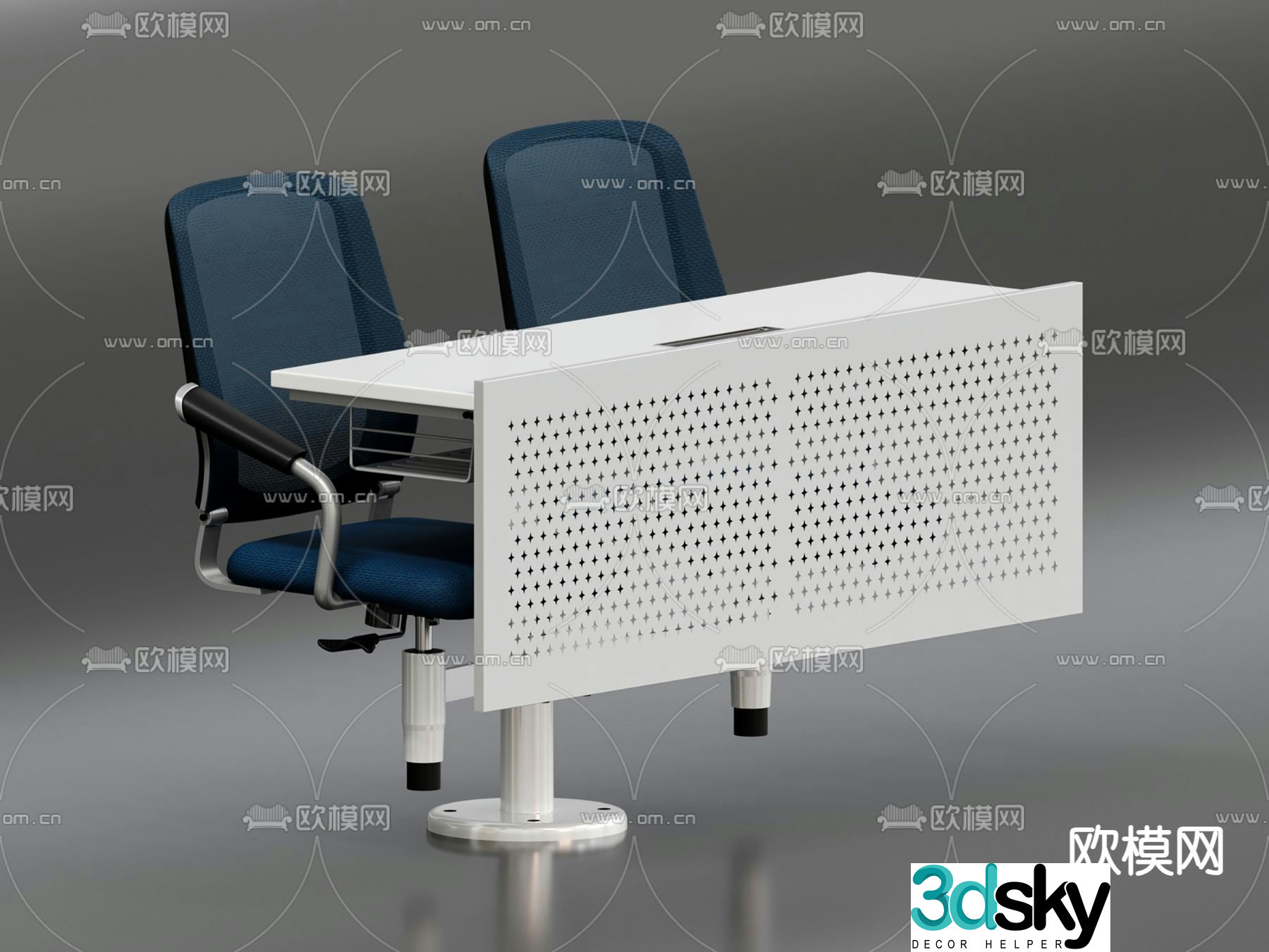 Training table ladder conjoined table classroom desks and chairs 3D model