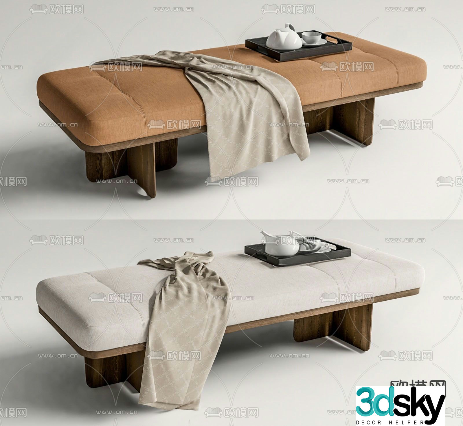 New Chinese style bedside stool footrest 3d model