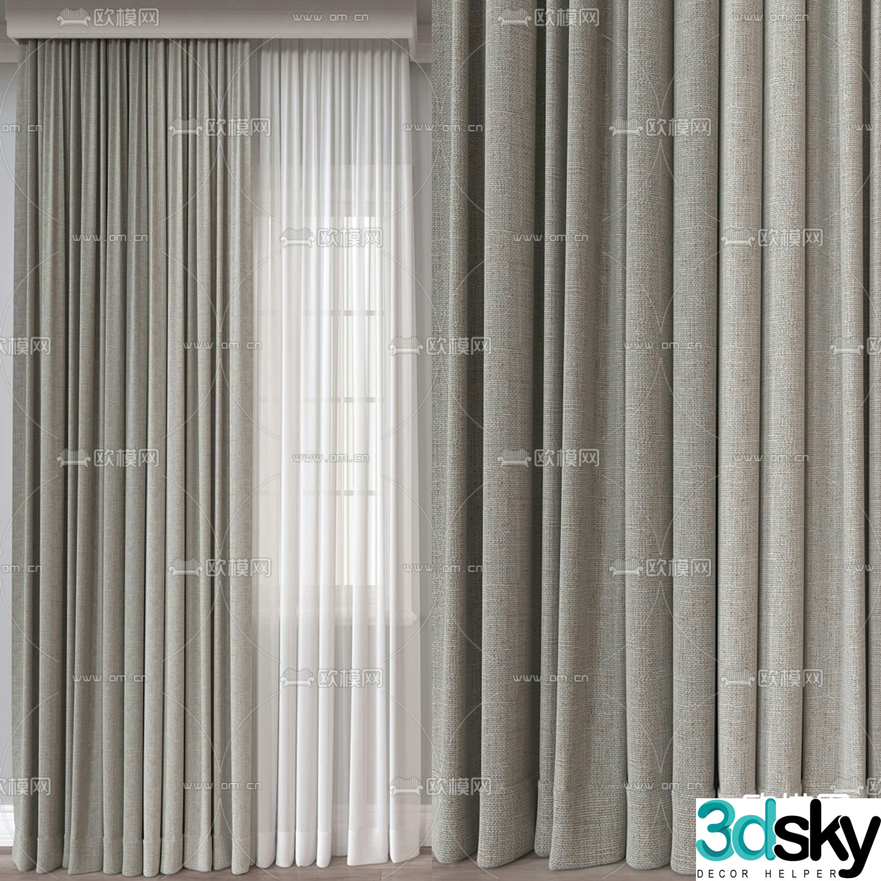 Plain curtain gauze 3d model