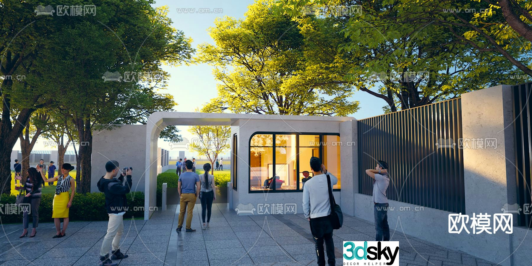 Park gate gate entrance landscape scene 3d model