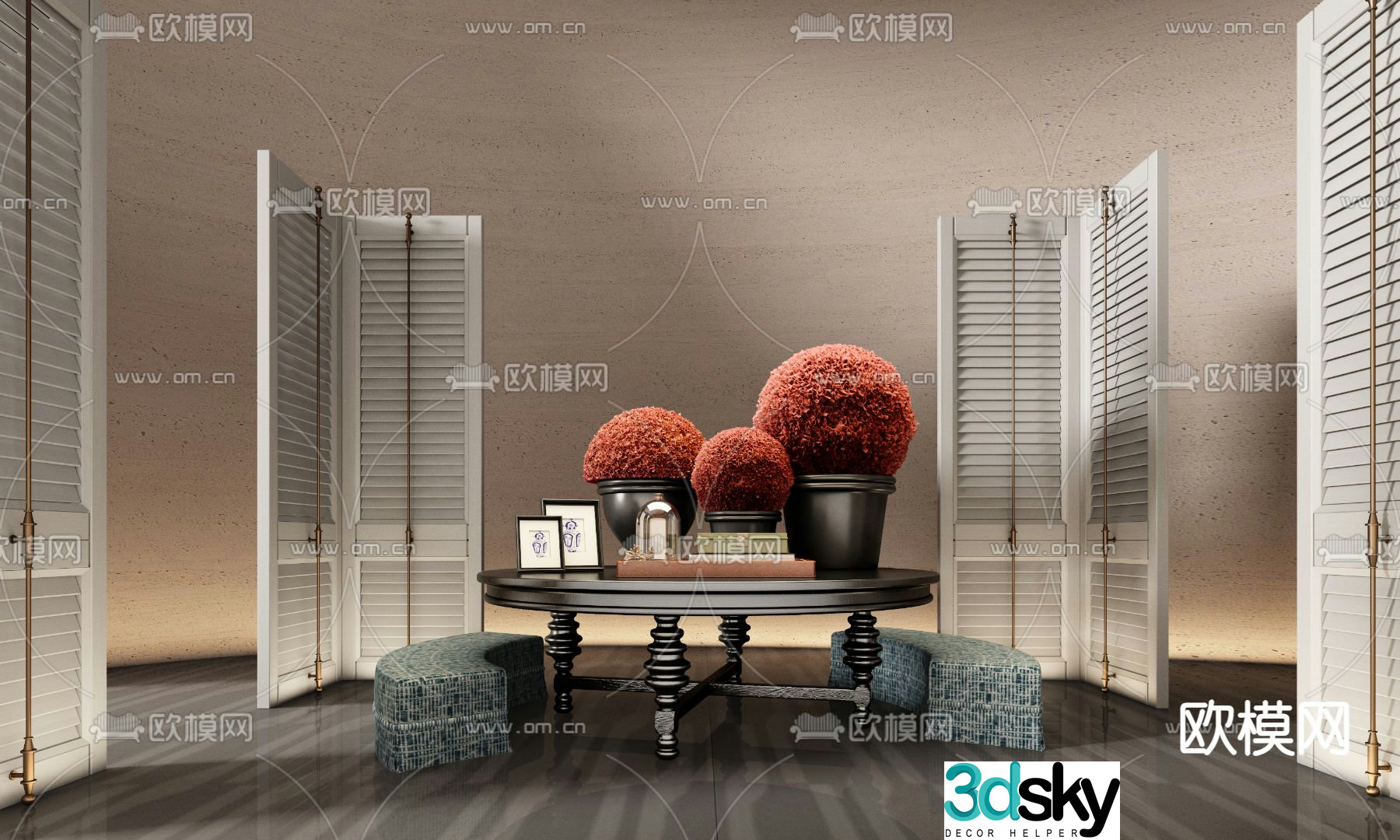 CCD hotel end view platform ornaments flower arrangement 3d model