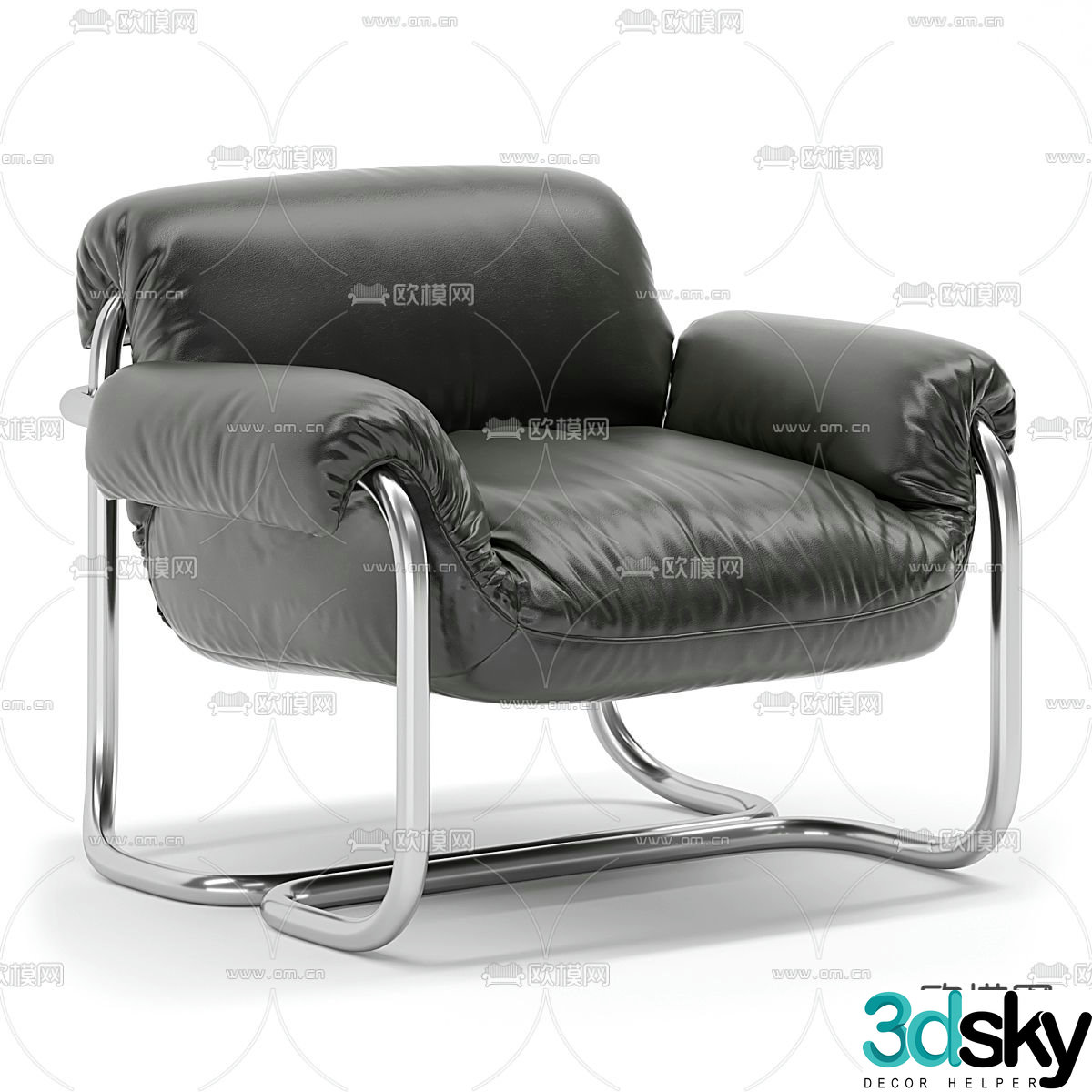 Leisure chair leather leisure chair 3d model
