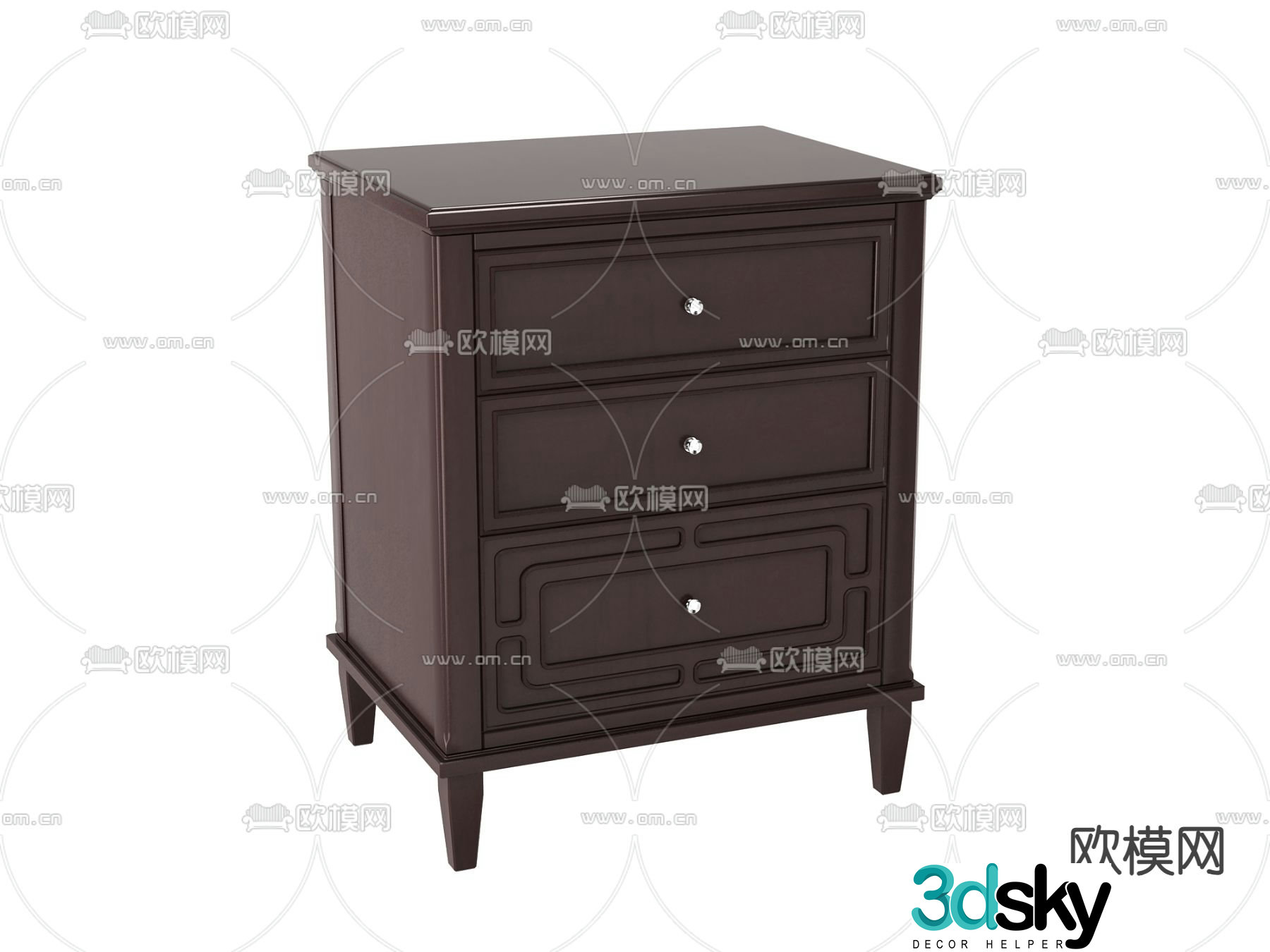 American bedside table 3d model