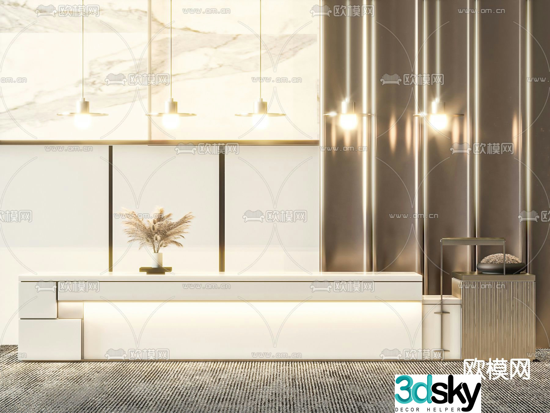 Front desk service desk reception desk 3d model