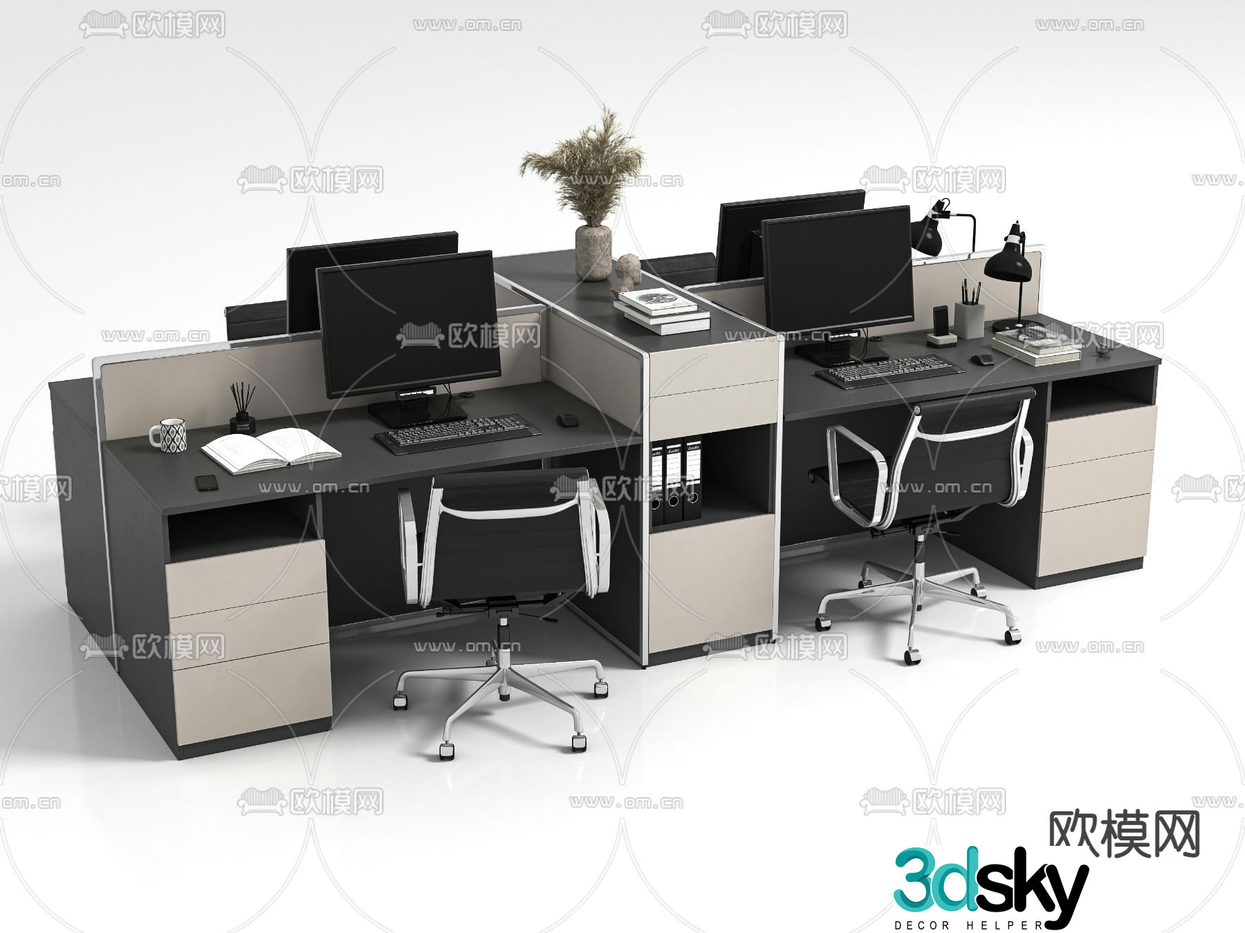 desk post workstation 3d model