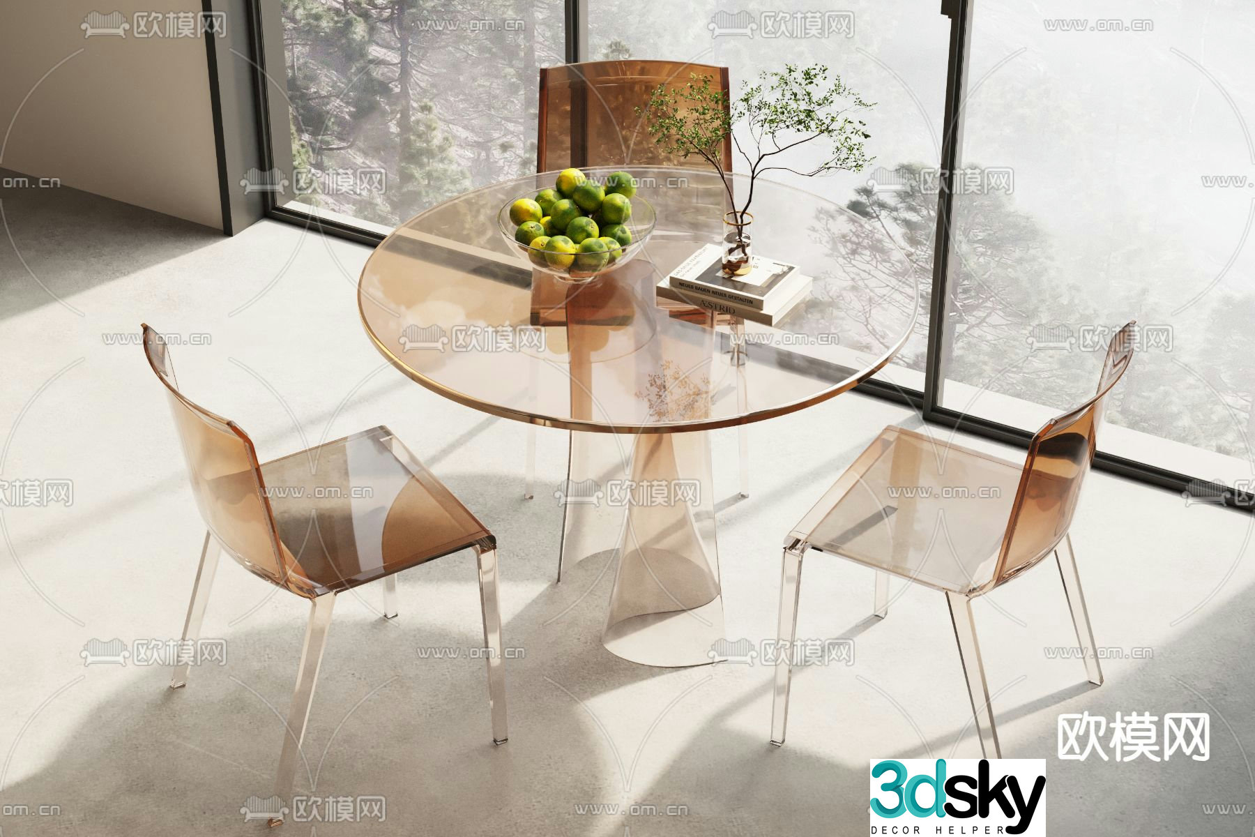 Leisure tables and chairs negotiation table acrylic round table 3D model