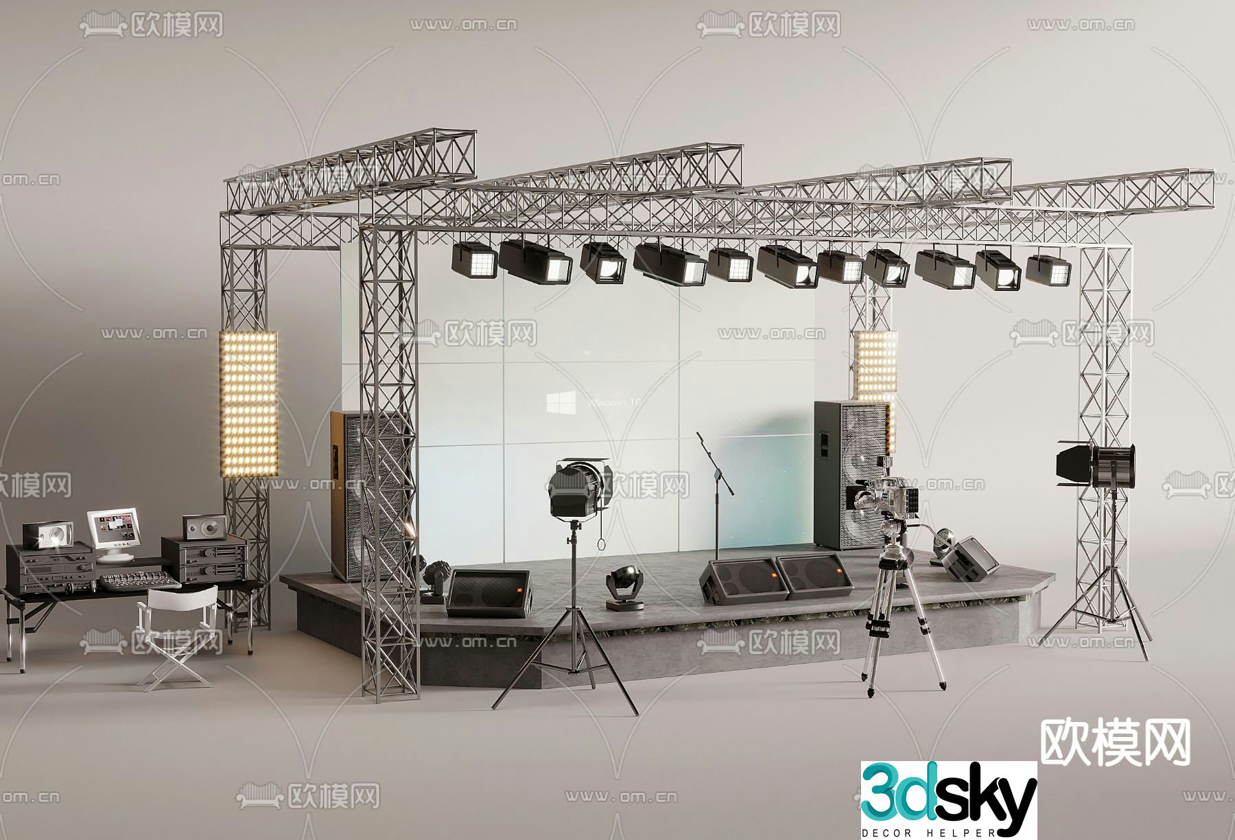 Stage lamp Audio console 3d model