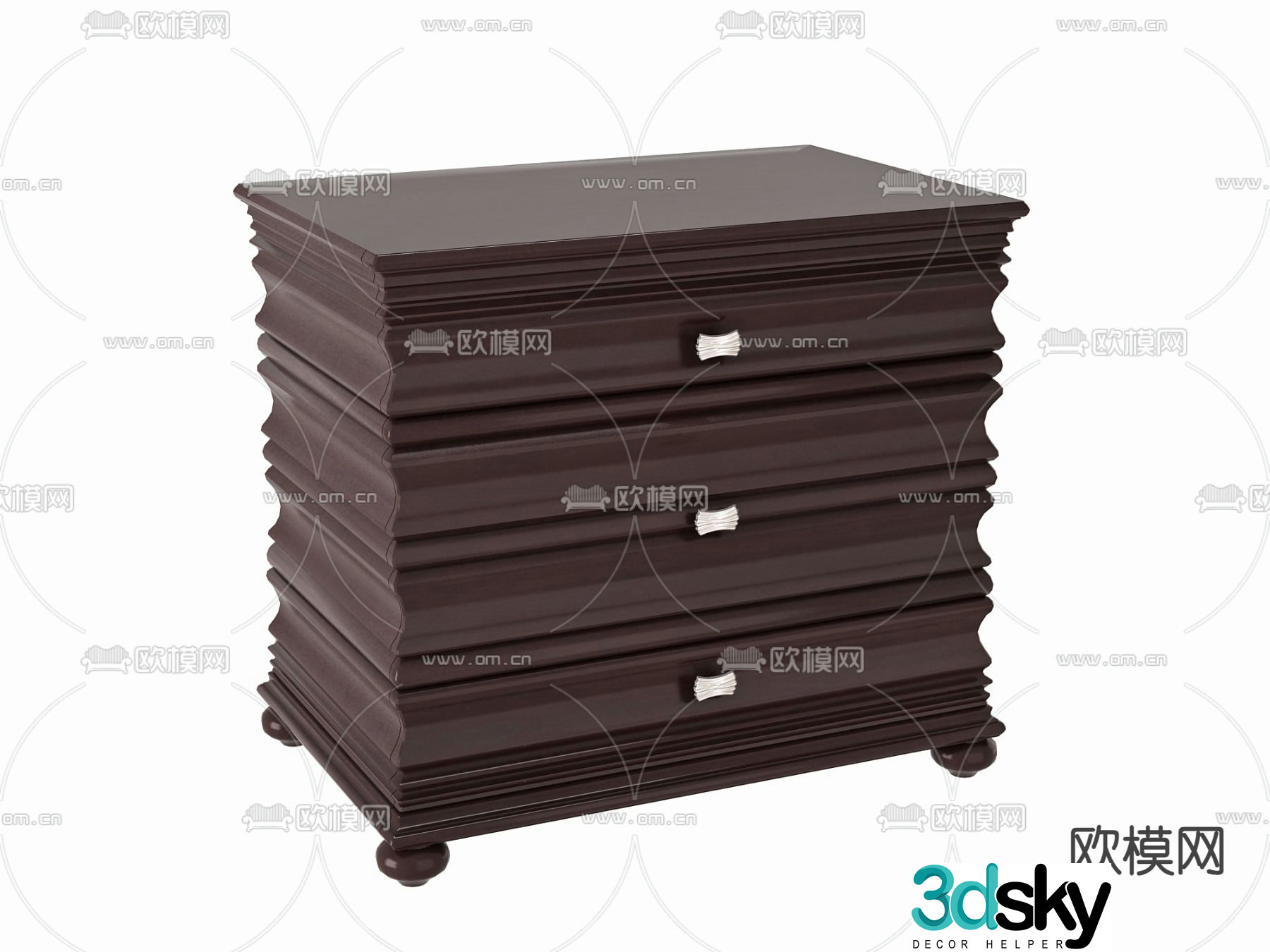 American bedside table 3d model