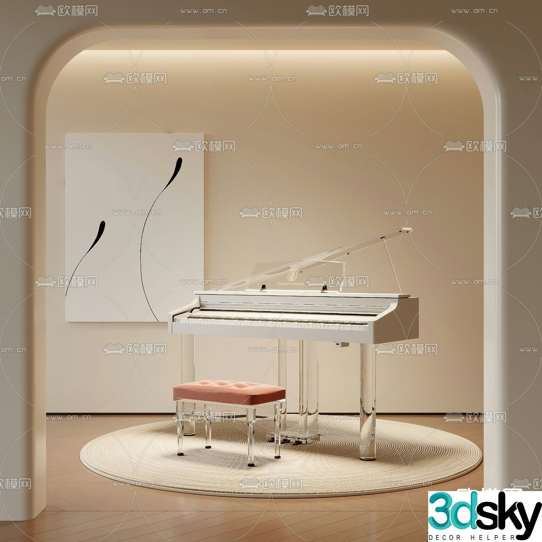 white piano electric piano grand piano 3d model