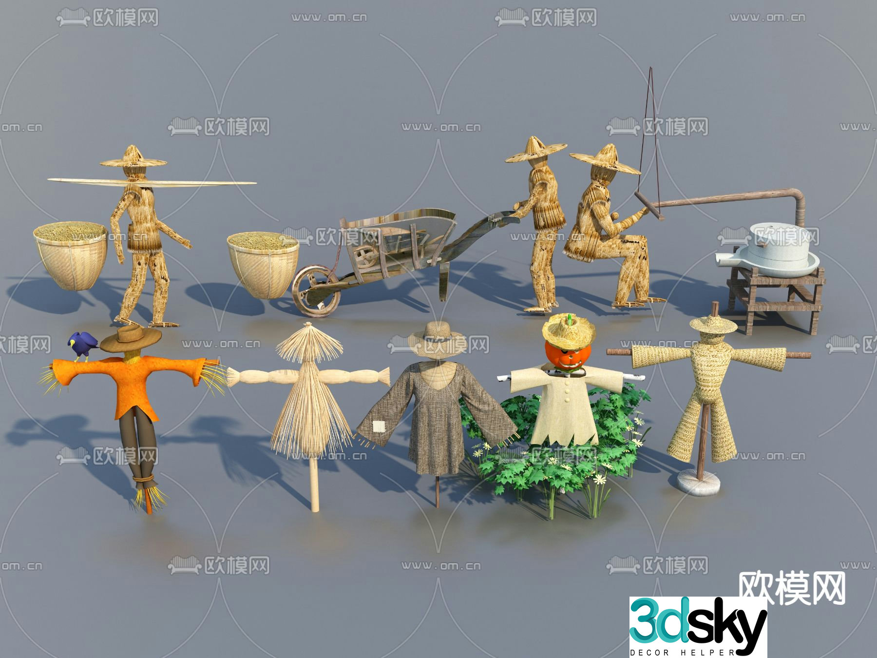 Scarecrow folk sketch 3d model