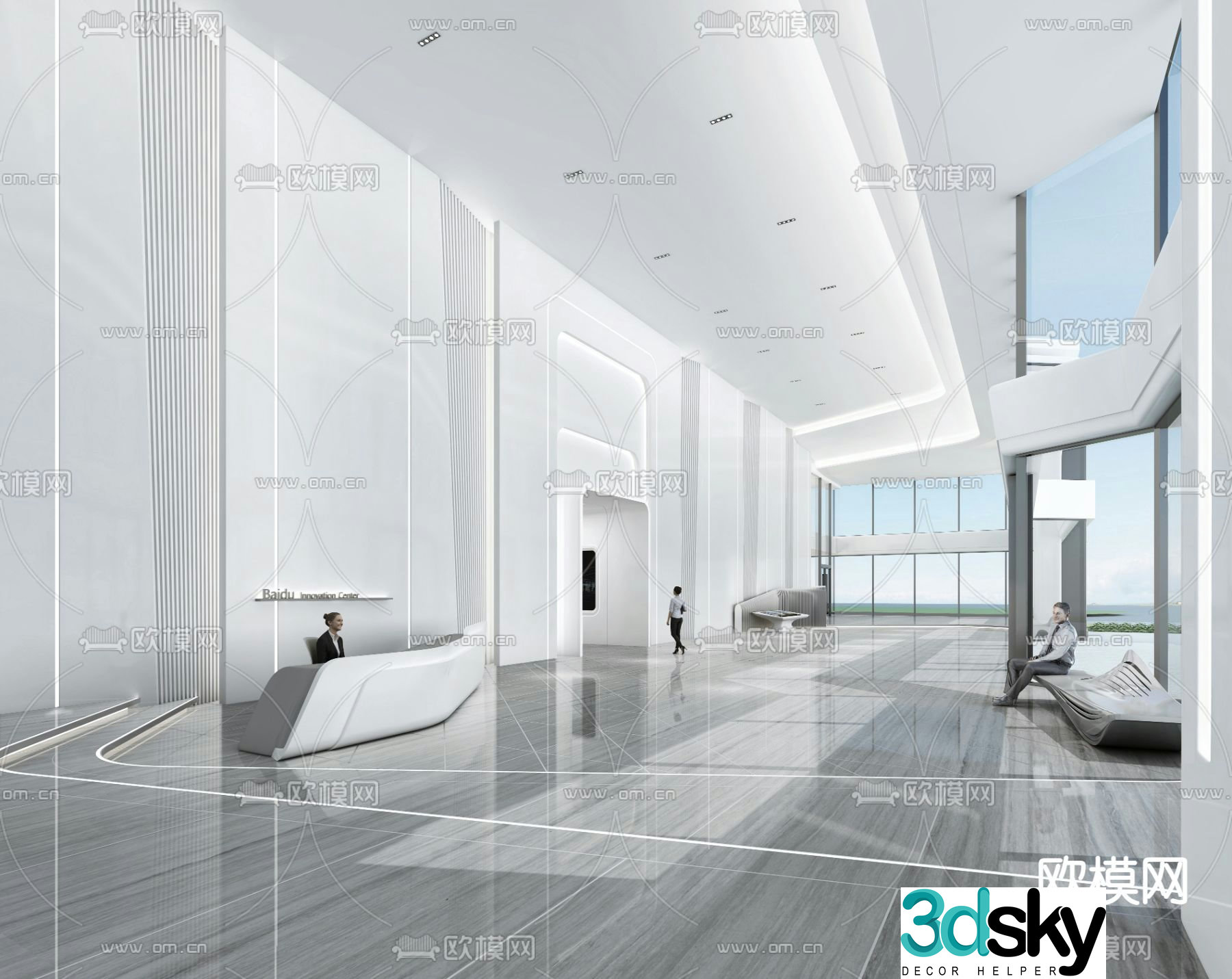 Office lobby office building lobby 3d model