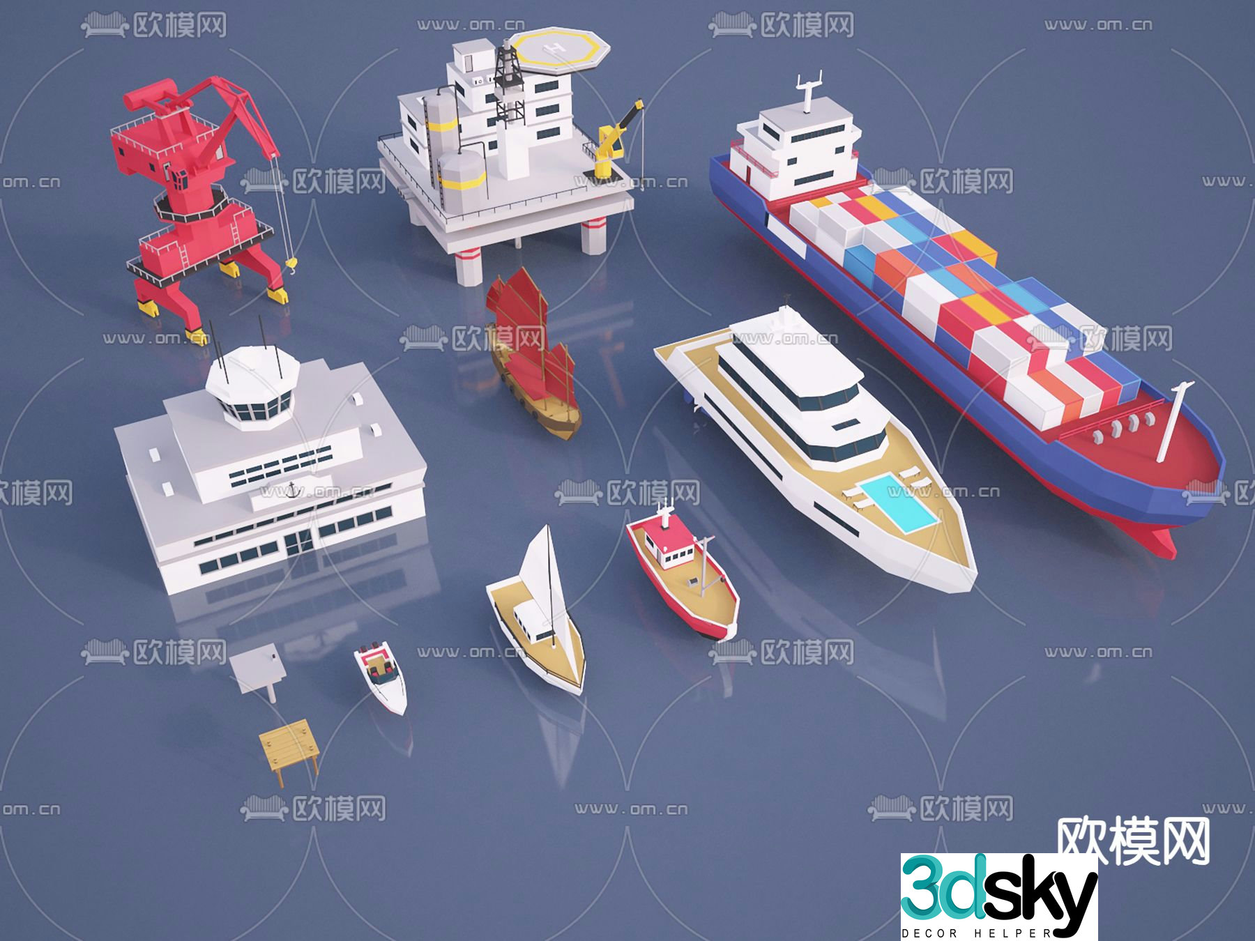 ship sailing yacht ship 3d model