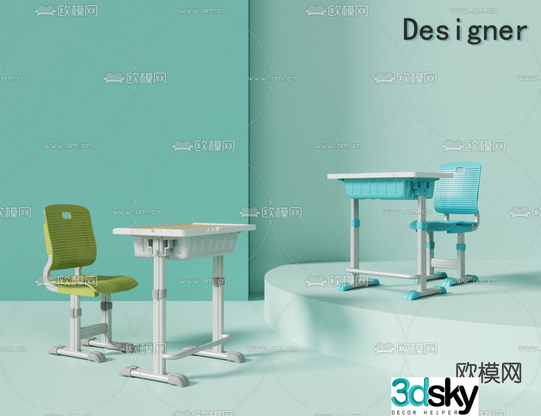 Study table children’s table and chair desk and chair 3d model