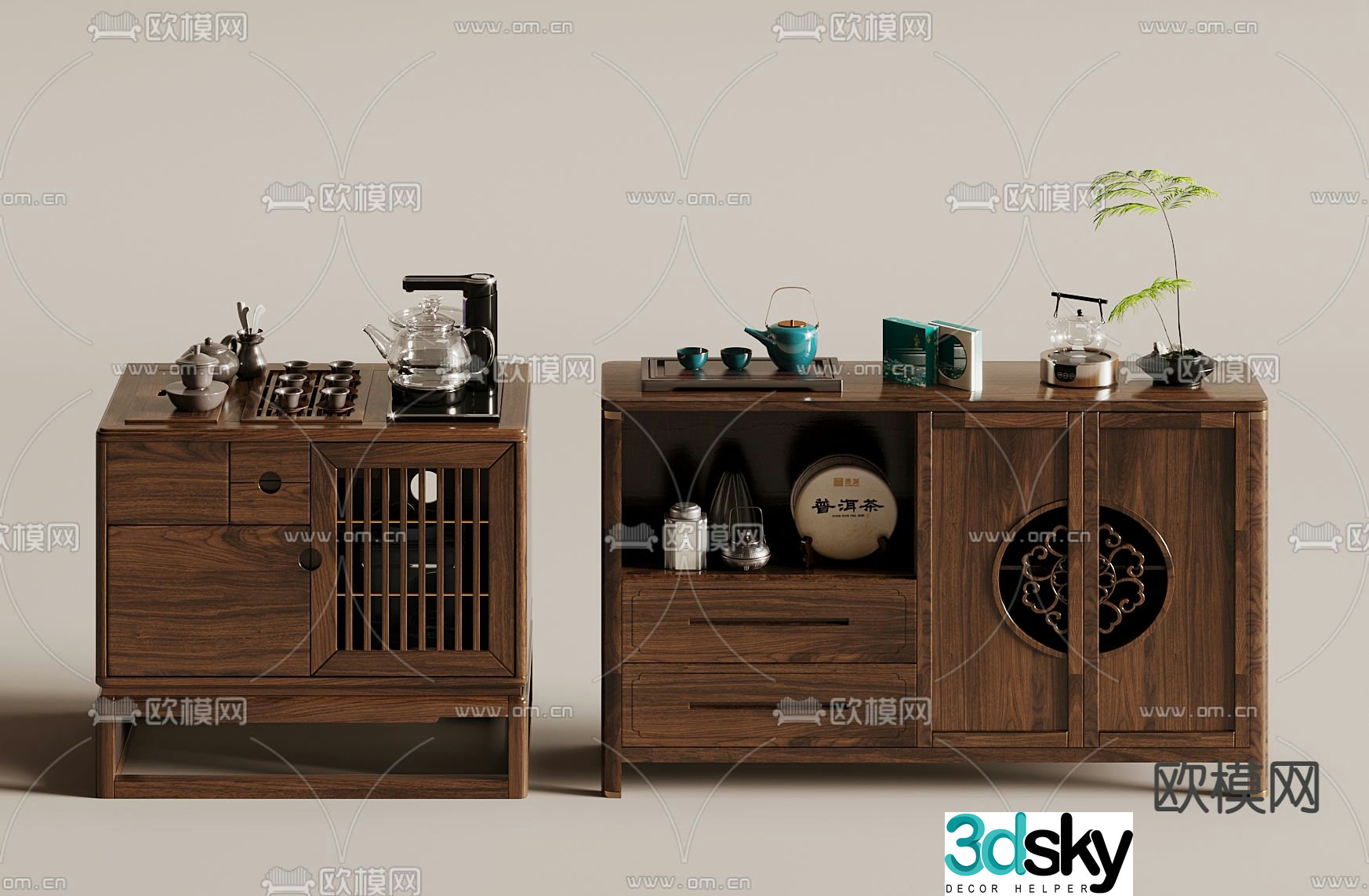 Middle-aged tea cabinet tea cabinet 3d model