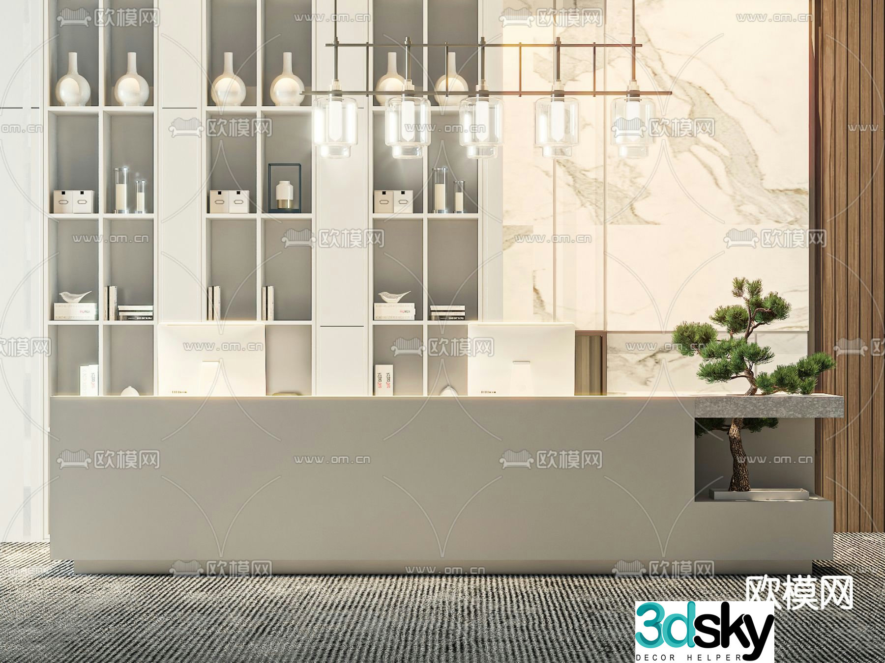 Front desk reception desk service desk 3d model