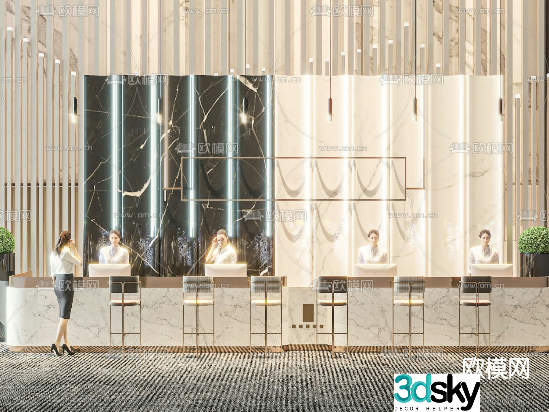 Front desk service desk reception desk 3d model