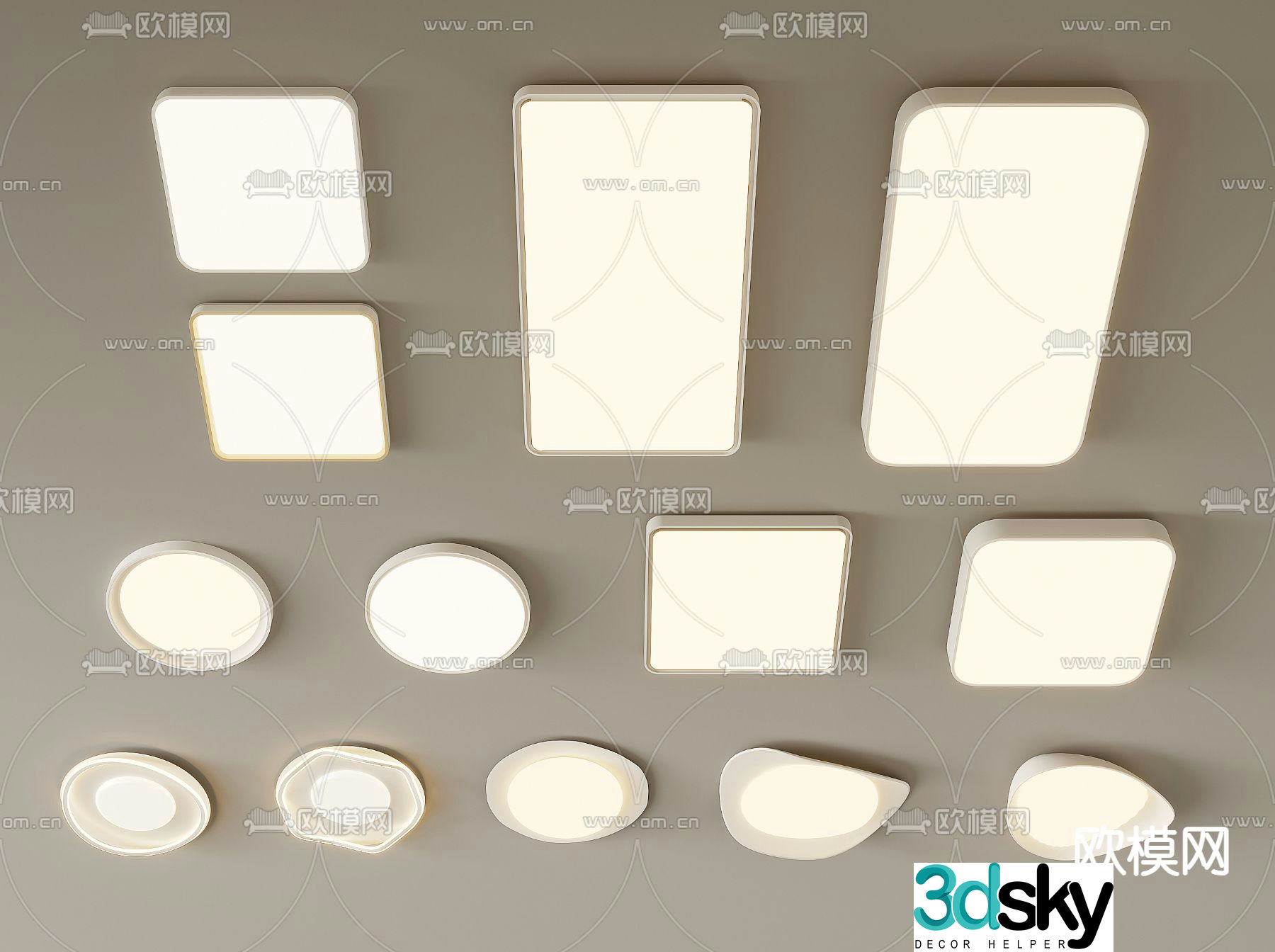 Cream style ceiling lamp geometric ceiling lamp 3d model