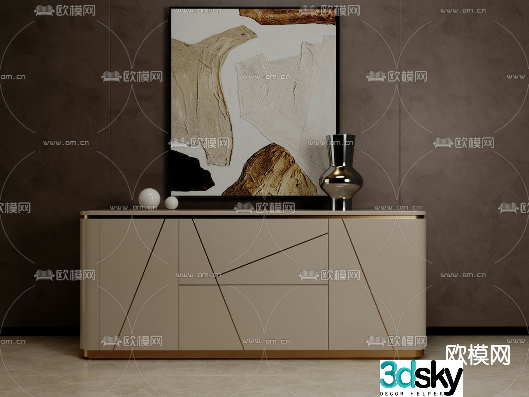 Light luxury entrance cabinet side cabinet 3D model