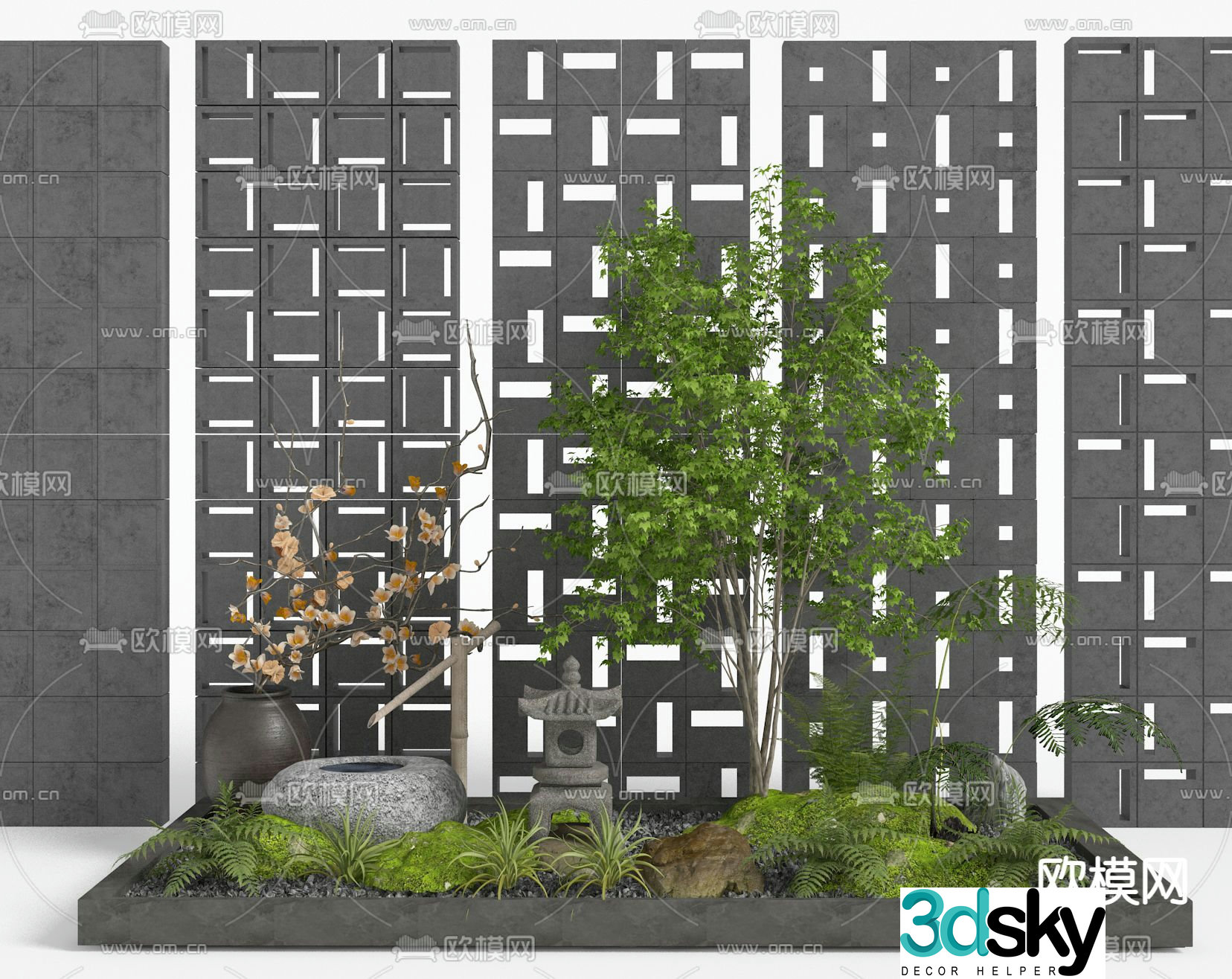 Green plant heap micro-terrain moss sketch 3d model