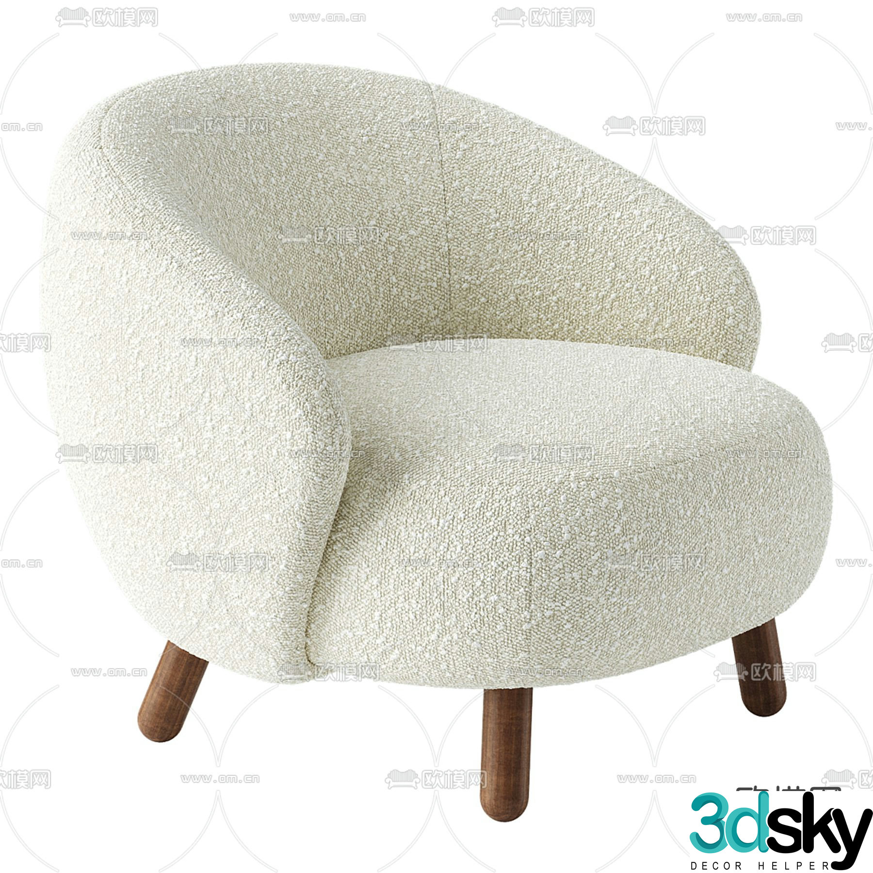 European style fabric leisure chair chair 3d model