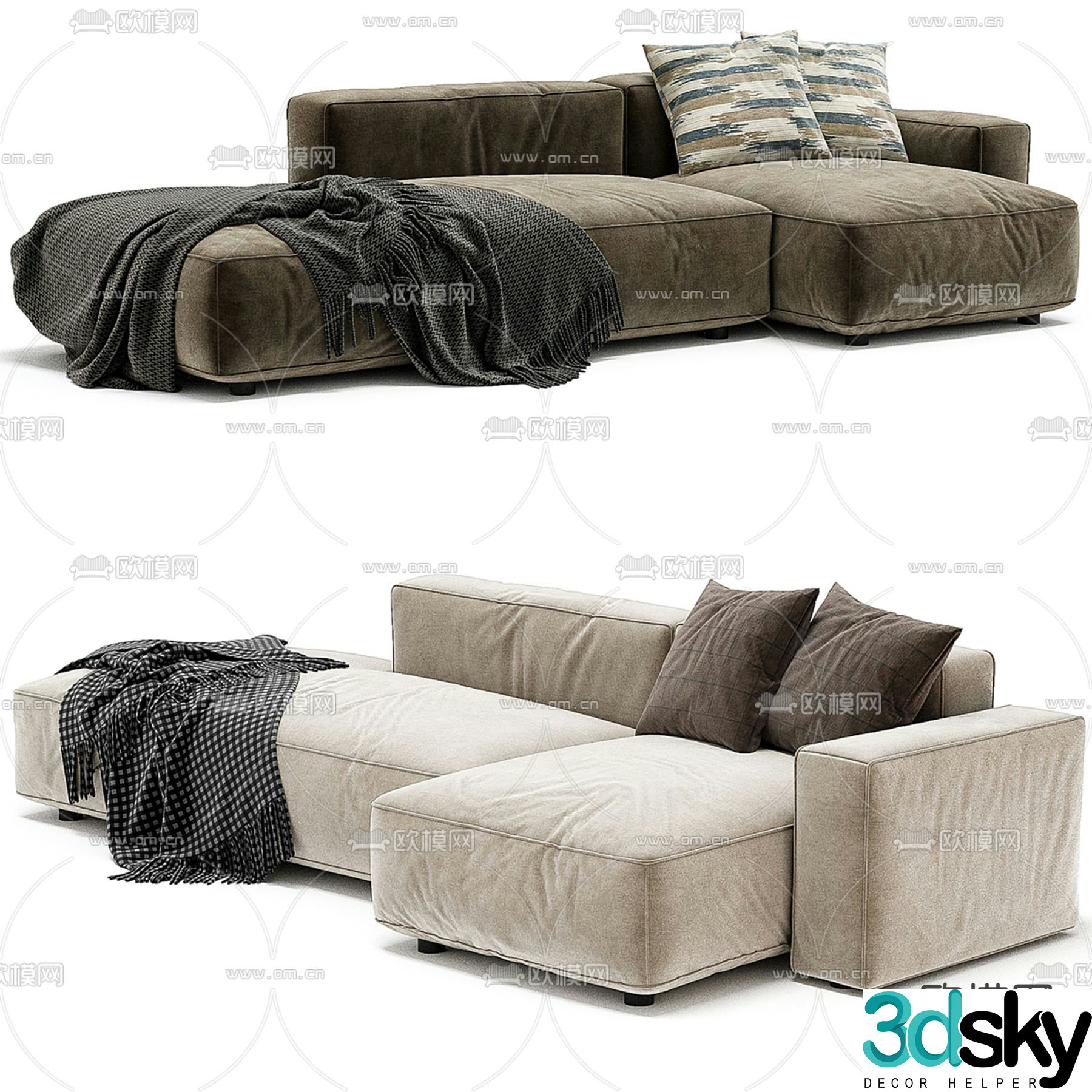 Leisure sofa multi-person sofa 3d model