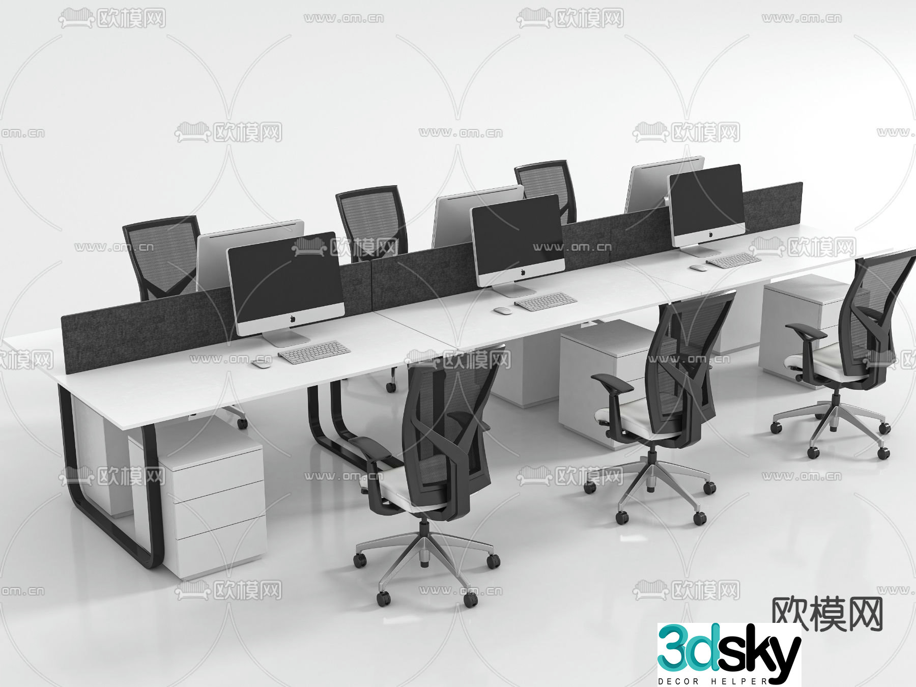 desk post workstation 3d model