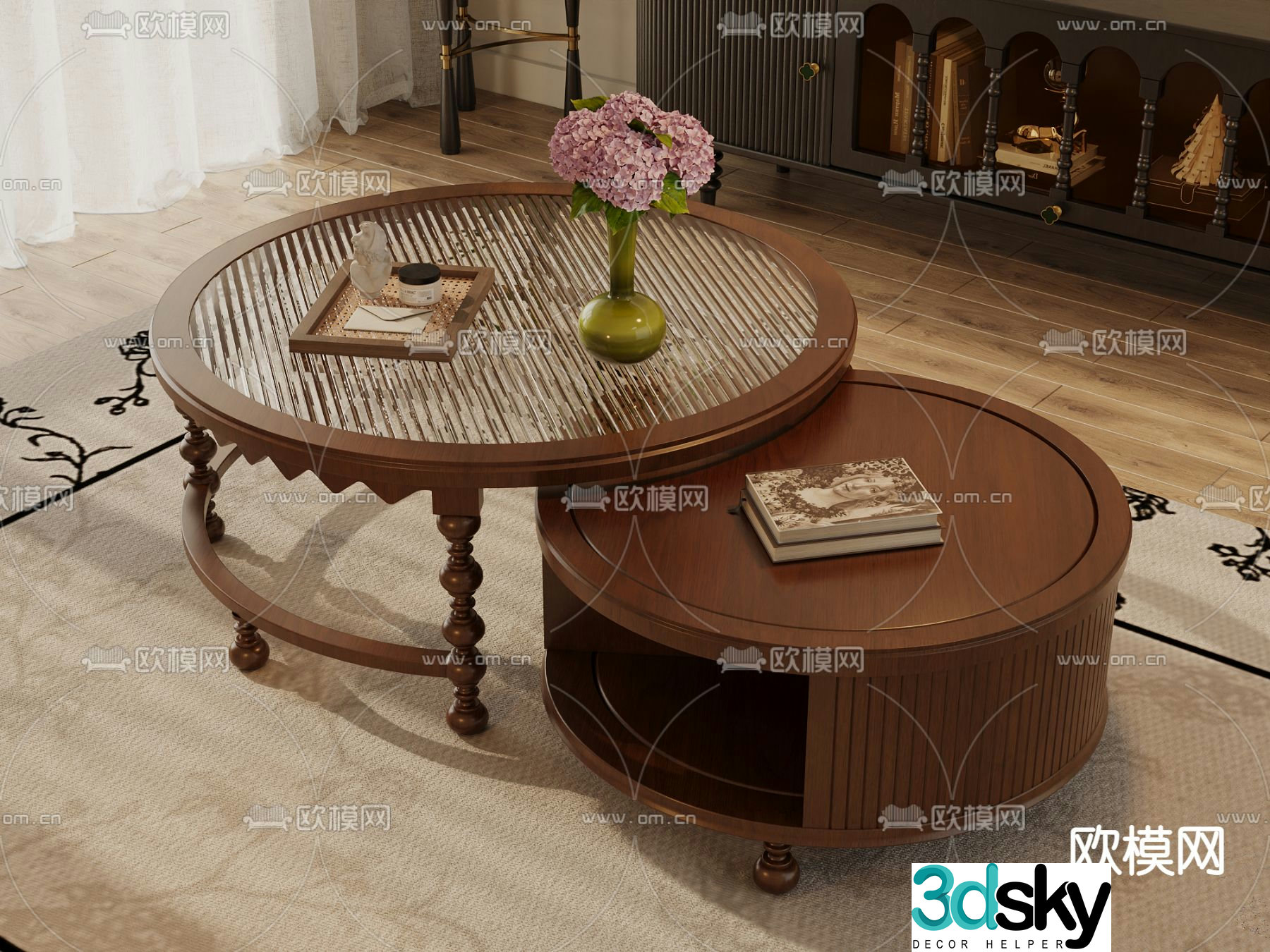 French letter coffee table tea seat 3d model
