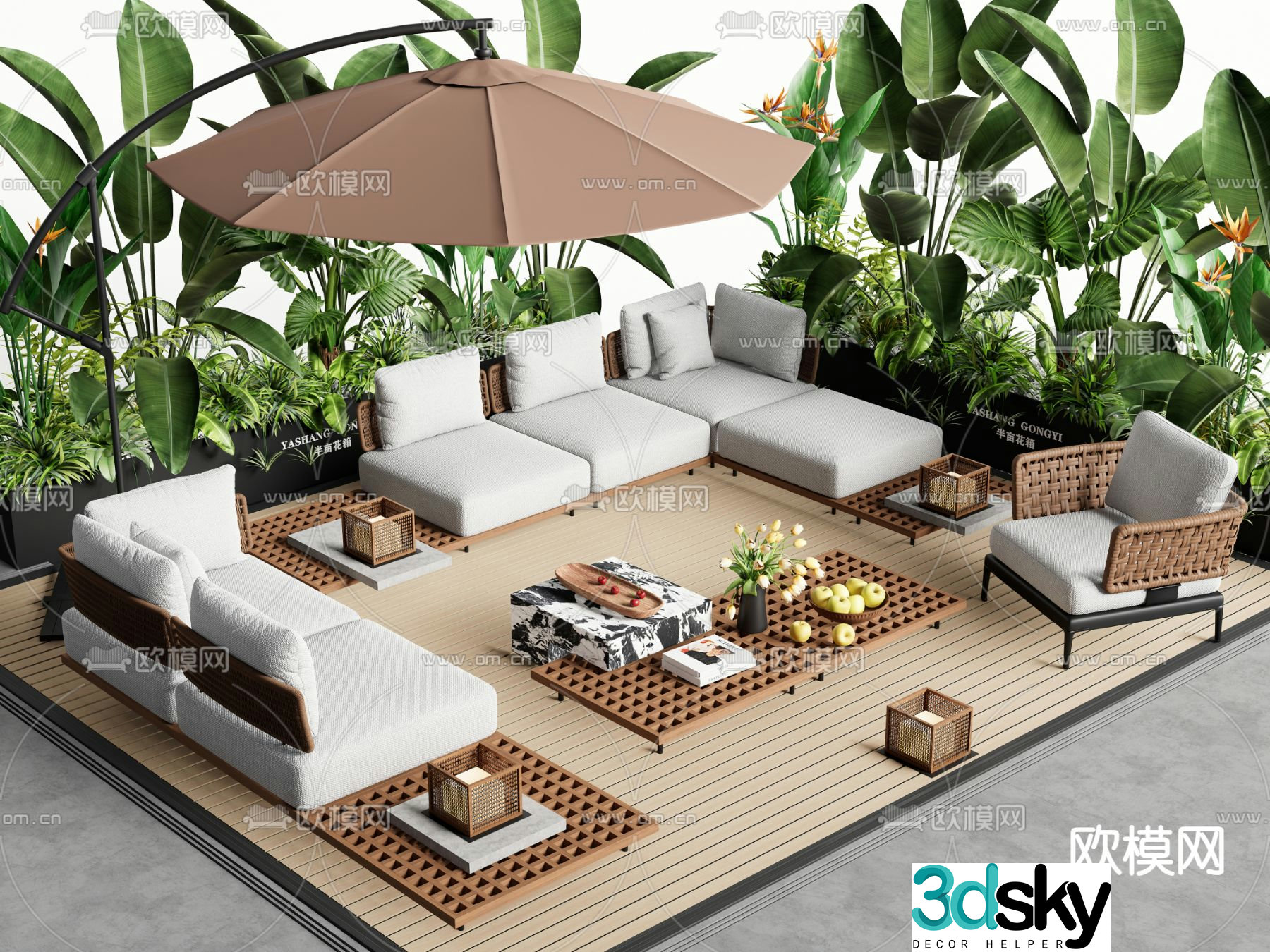Minotti outdoor sofa set 3d model