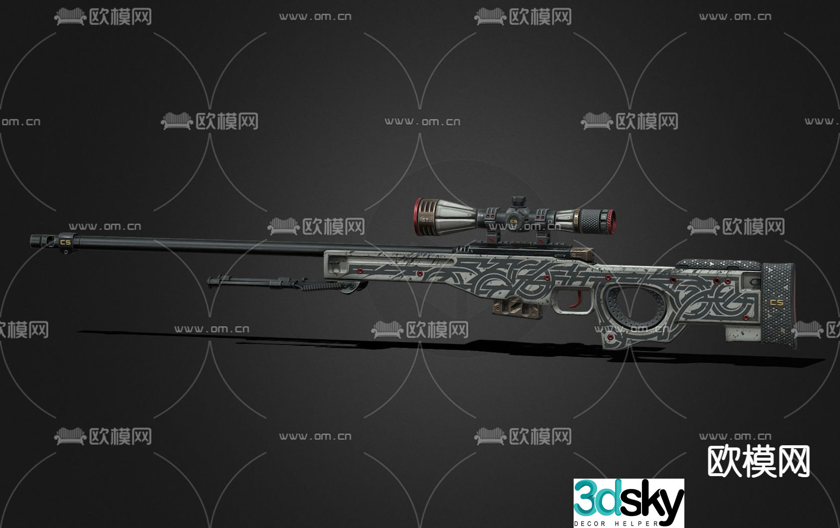 Sniper rifle military weapon 3d model