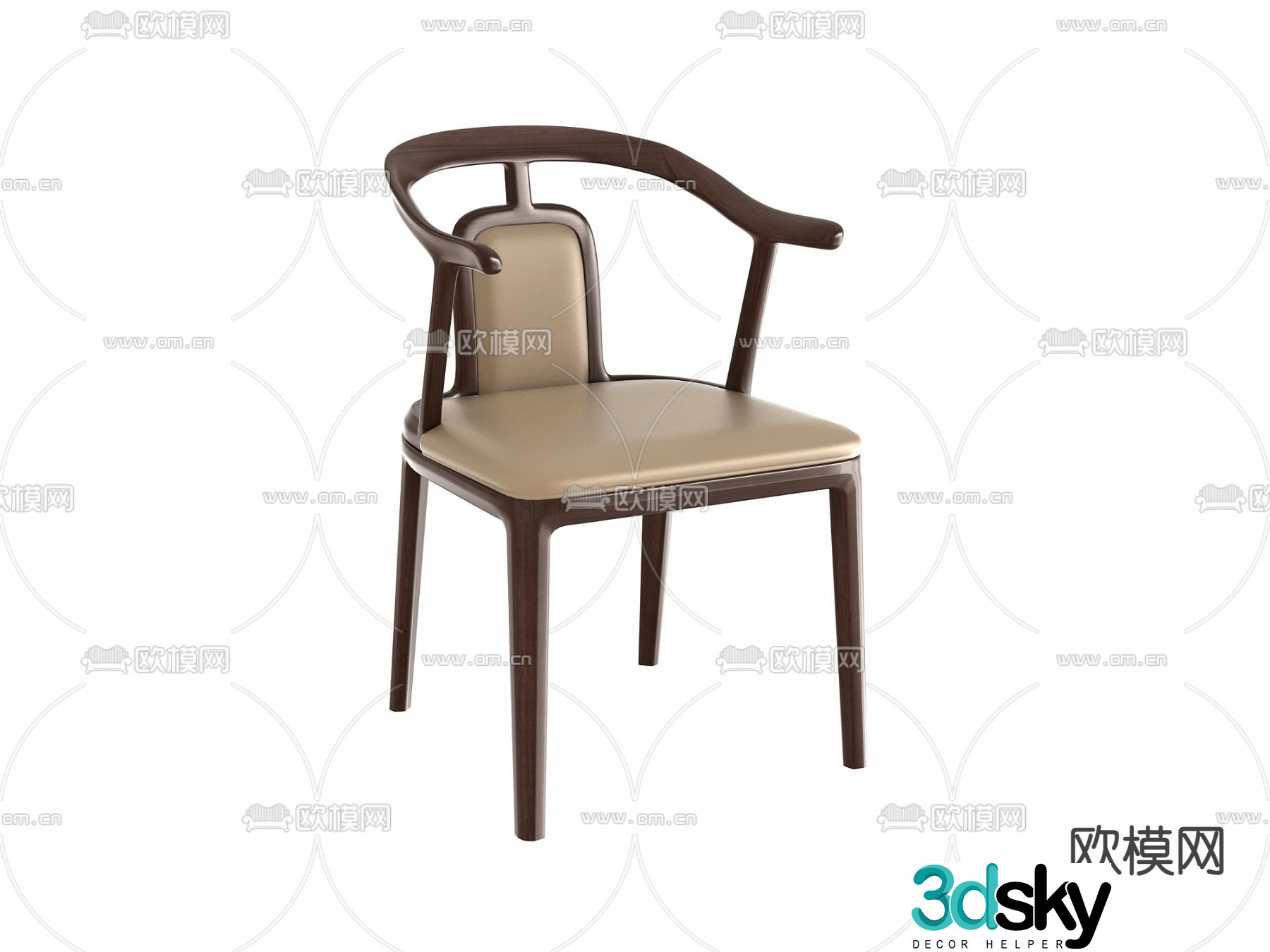 New Chinese style chair dining chair 3d model