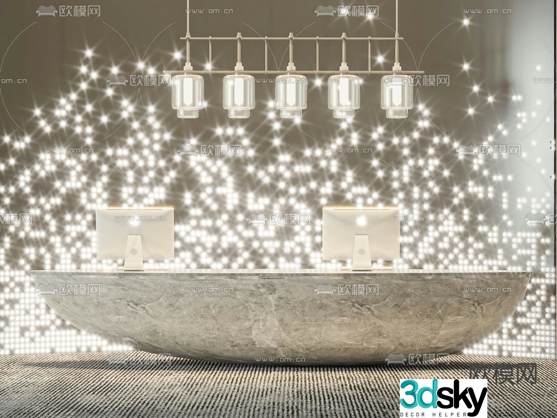 Front desk service desk reception desk 3d model