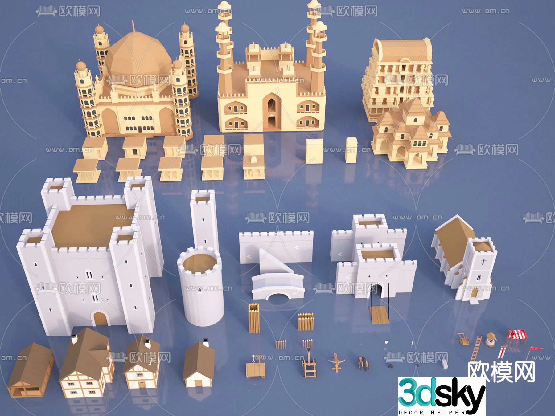 European architecture castle church 3d model