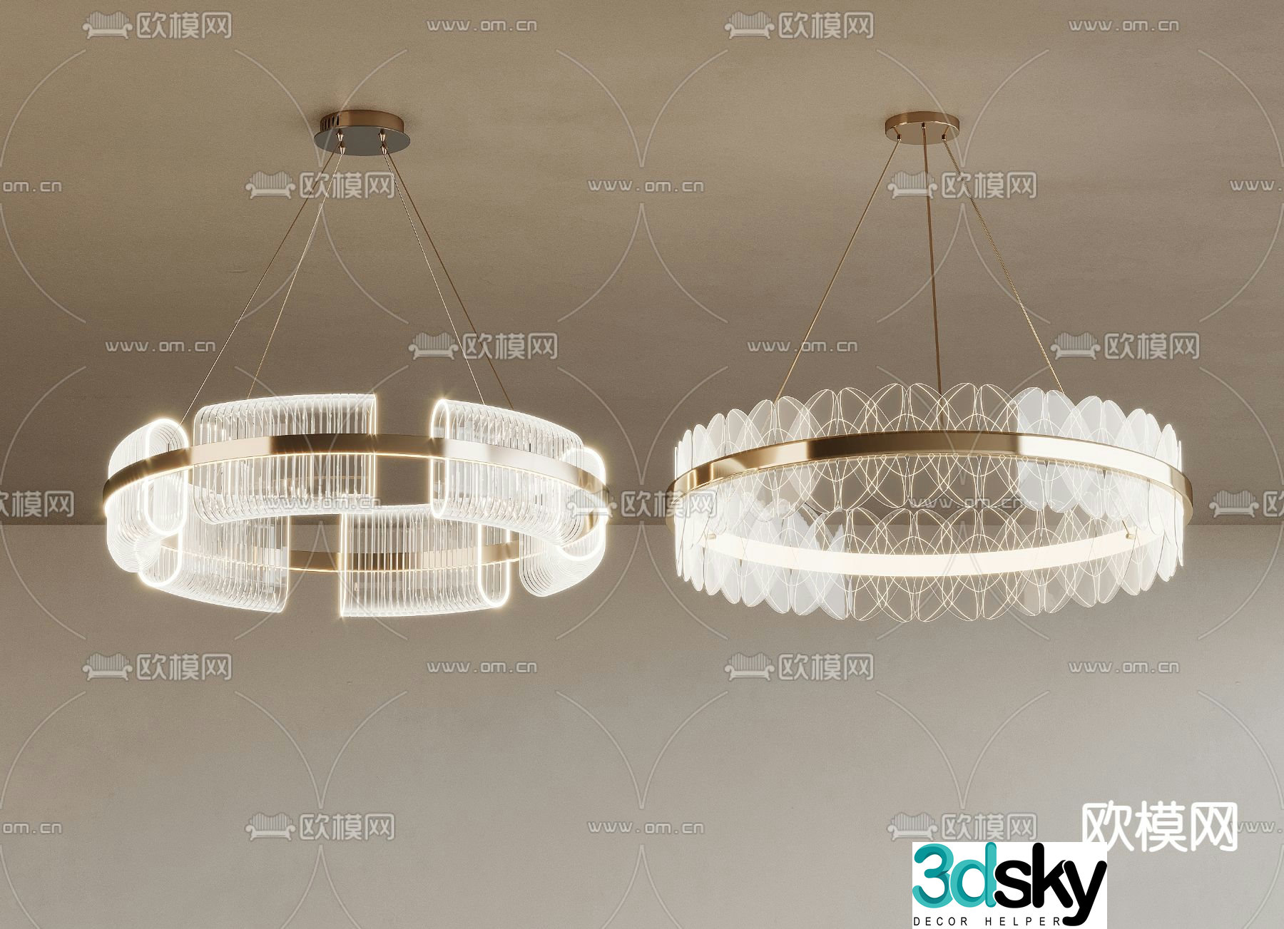 Creamy Chandelier Ring Chandelier 3D Model