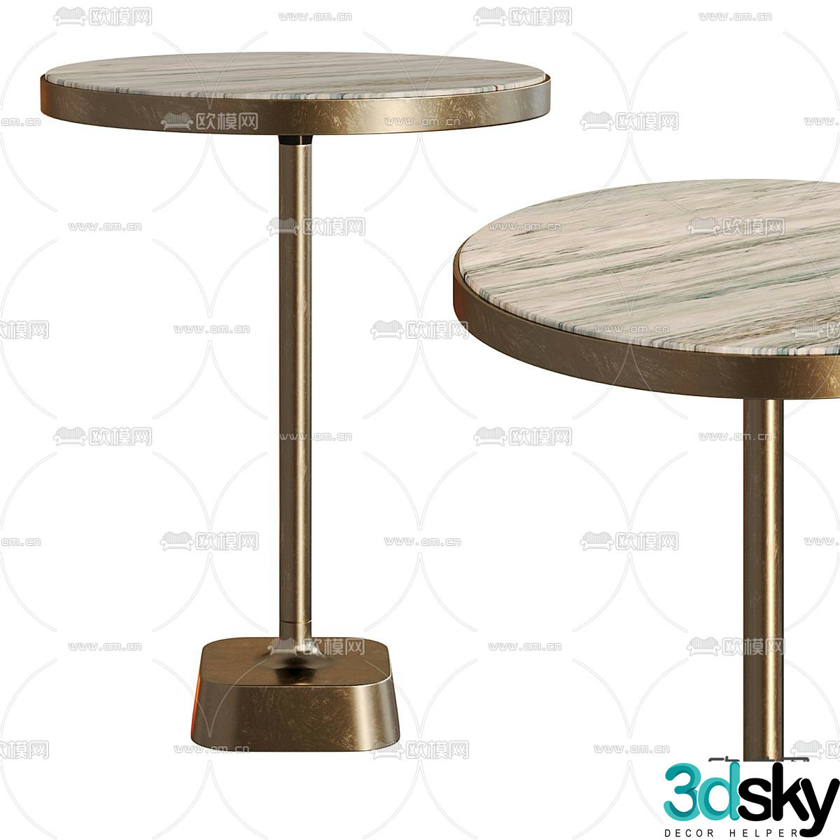 Arlon light luxury corner table round table side table 3d model