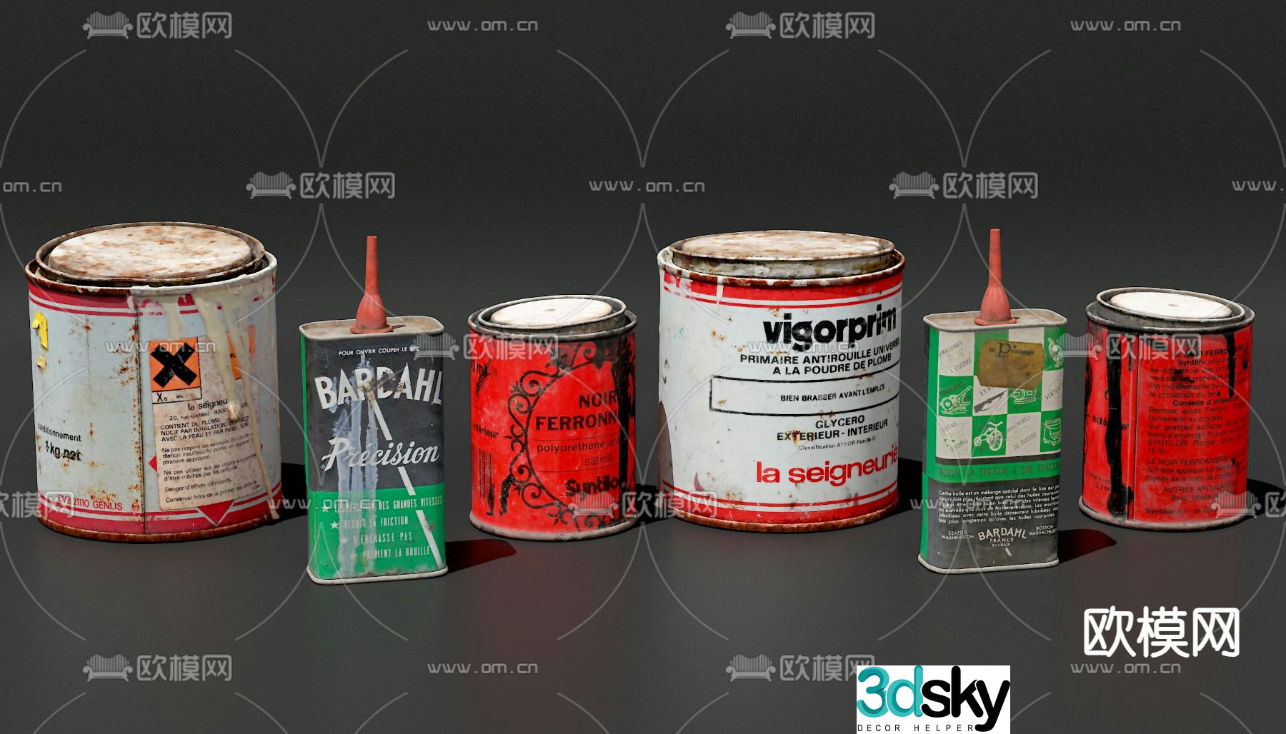Old paint bucket iron bucket 3d model