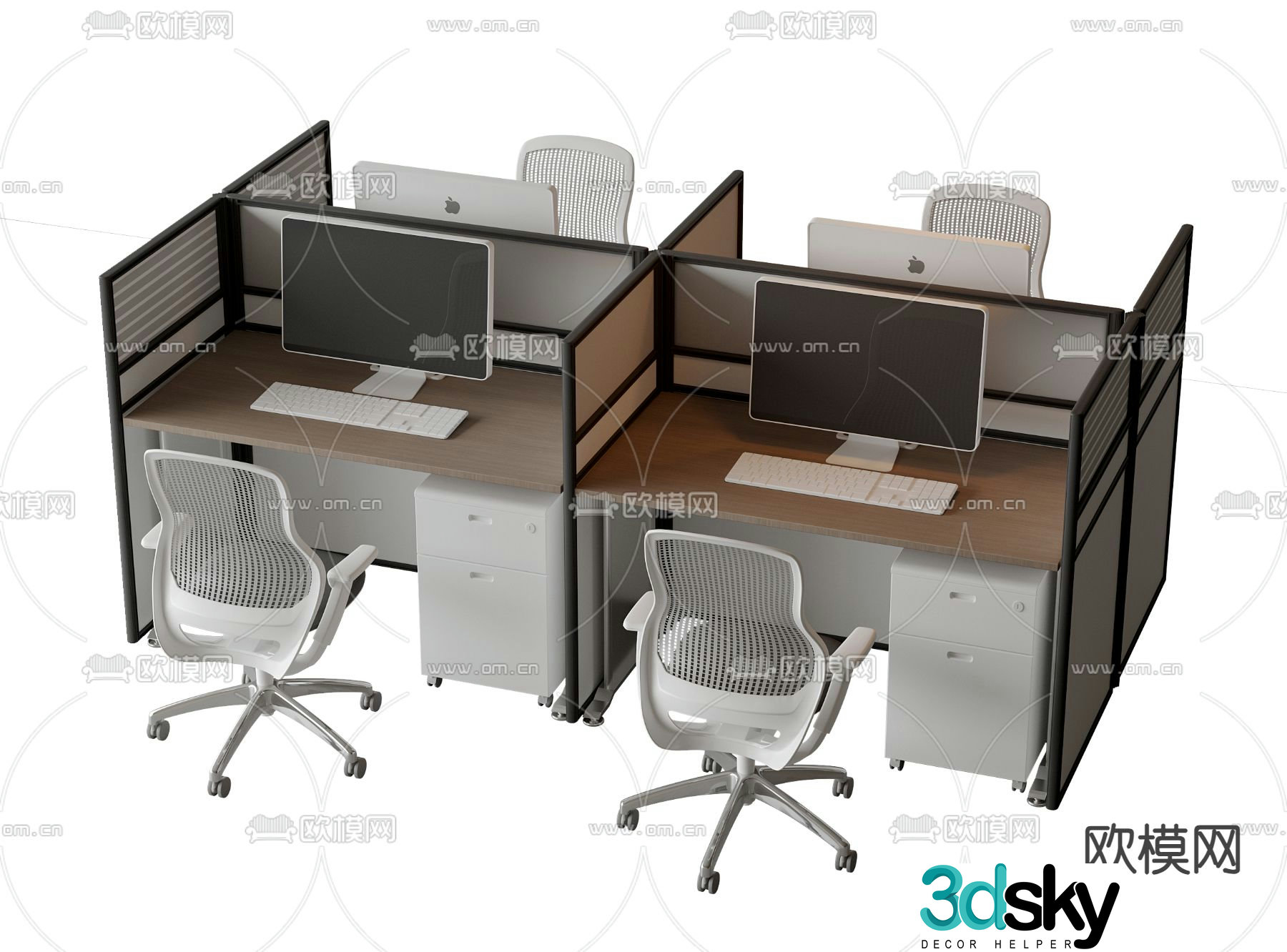 Office desk and chair work station 3d model