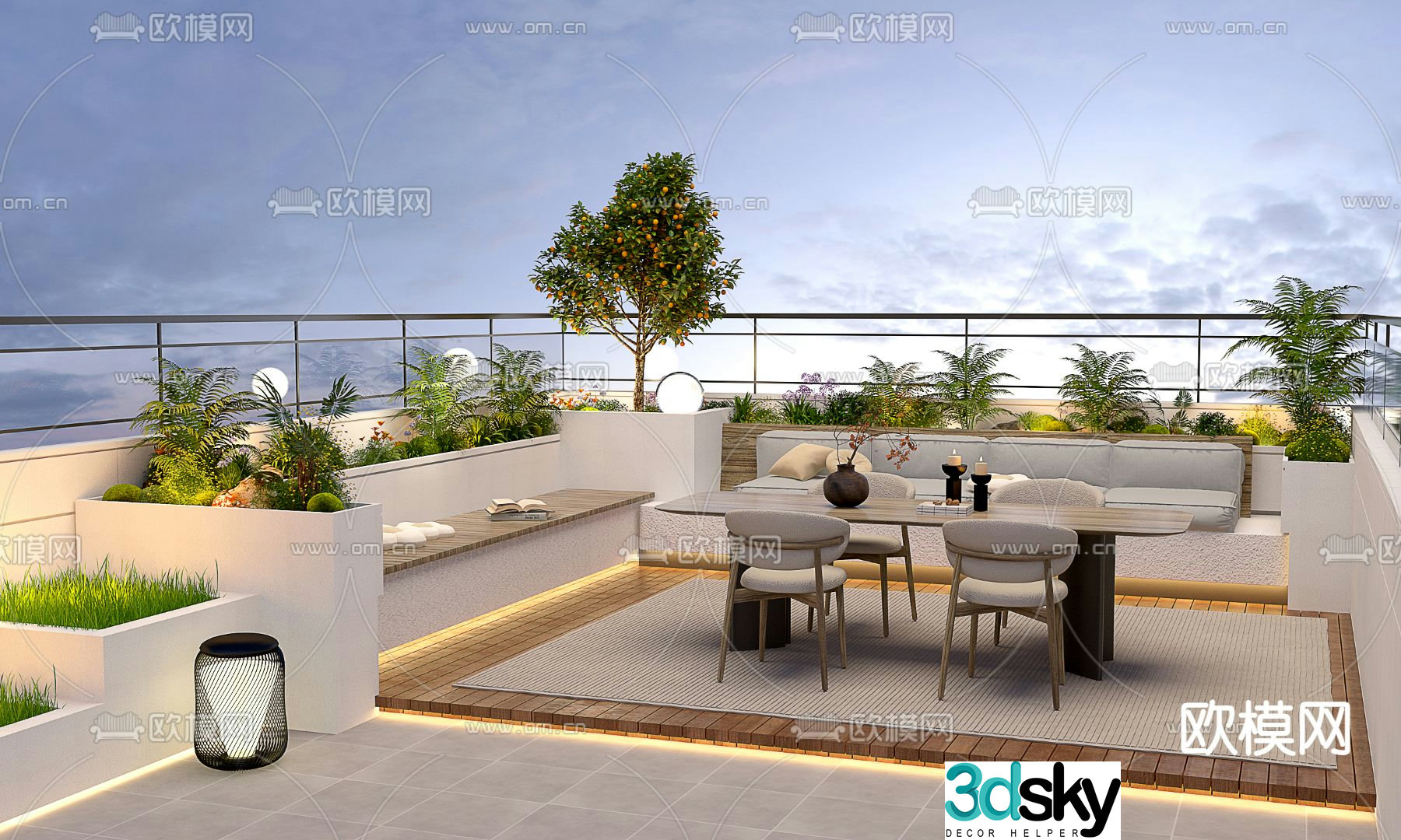 Balcony terrace roof garden 3d model