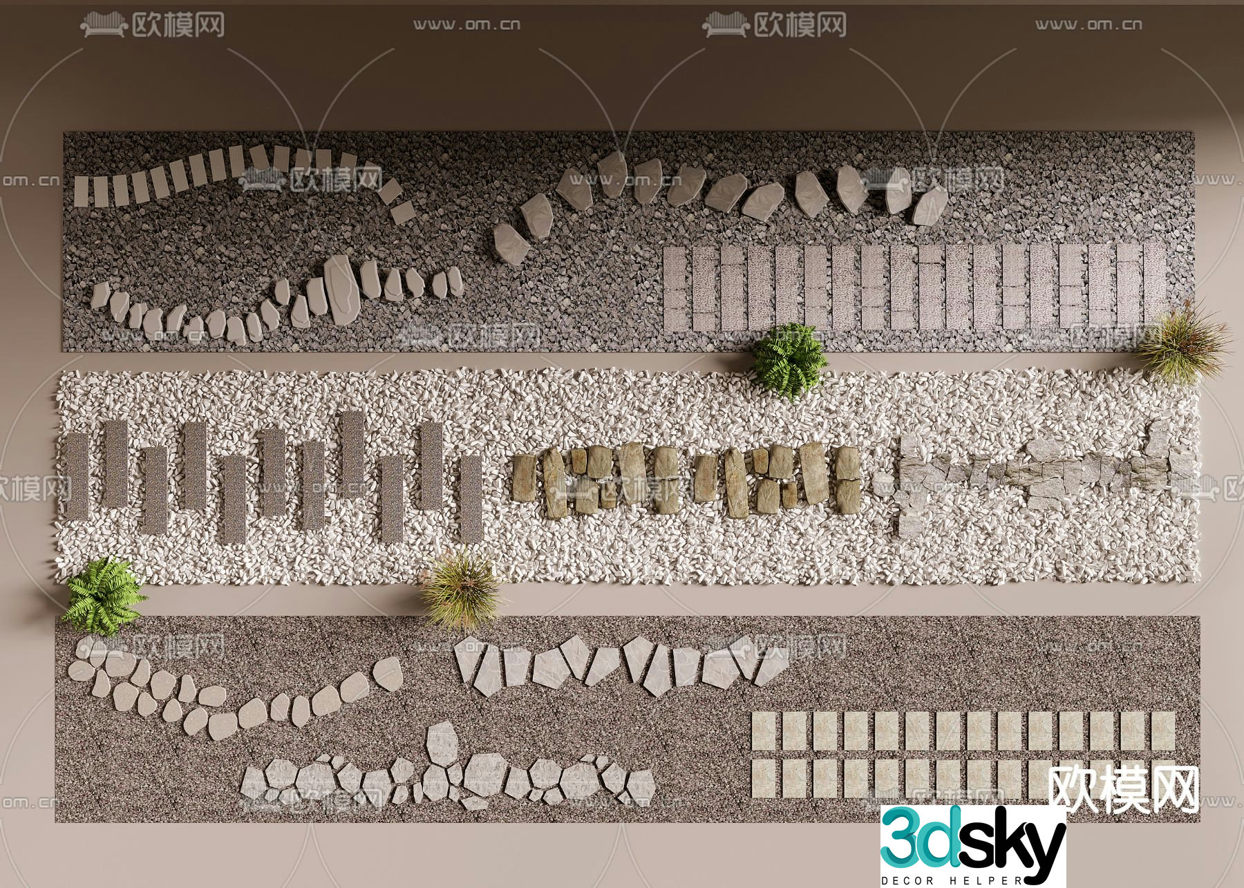 New Chinese style bluestone slab Tingbu stone 3D model