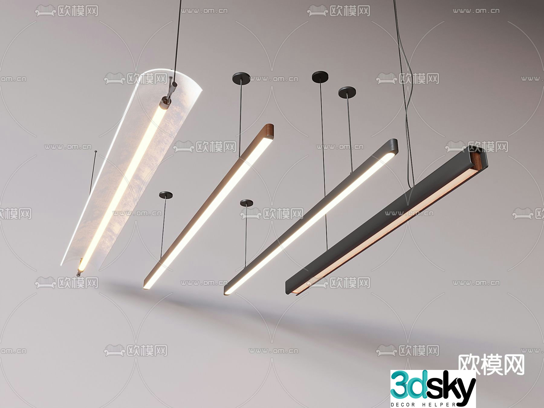 Strip lamp strip chandelier 3d model