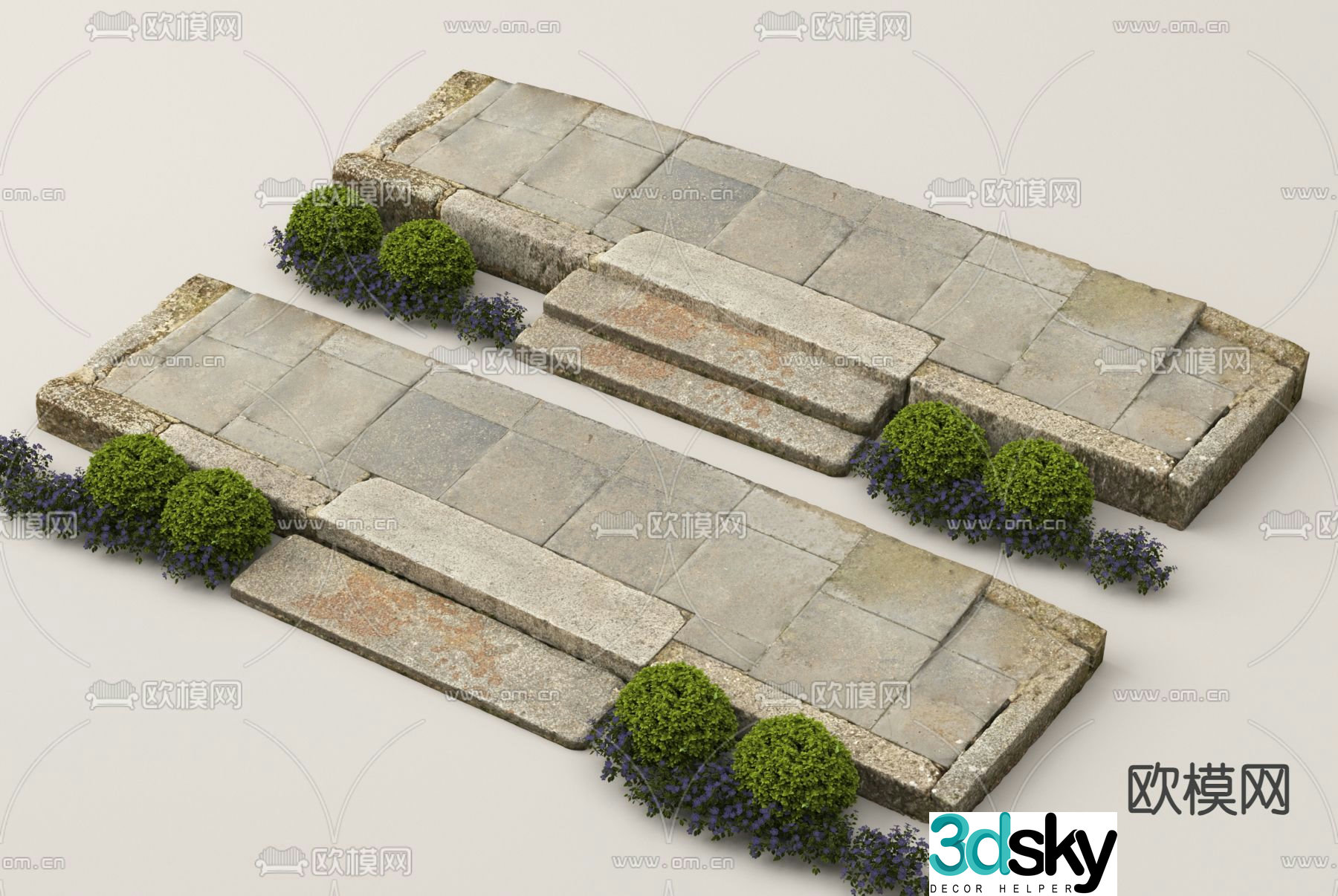 Chinese style landscape stone stone steps stone steps 3d model