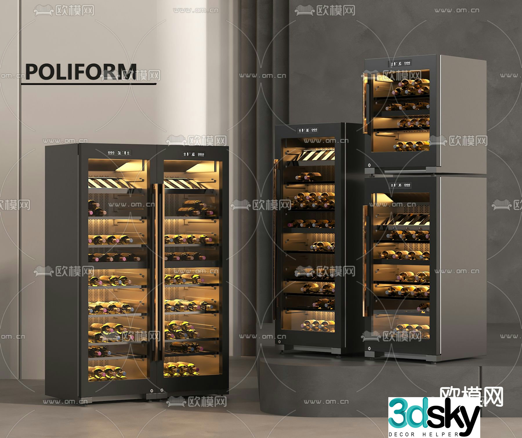 Constant temperature wine cabinet red wine cabinet 3D model