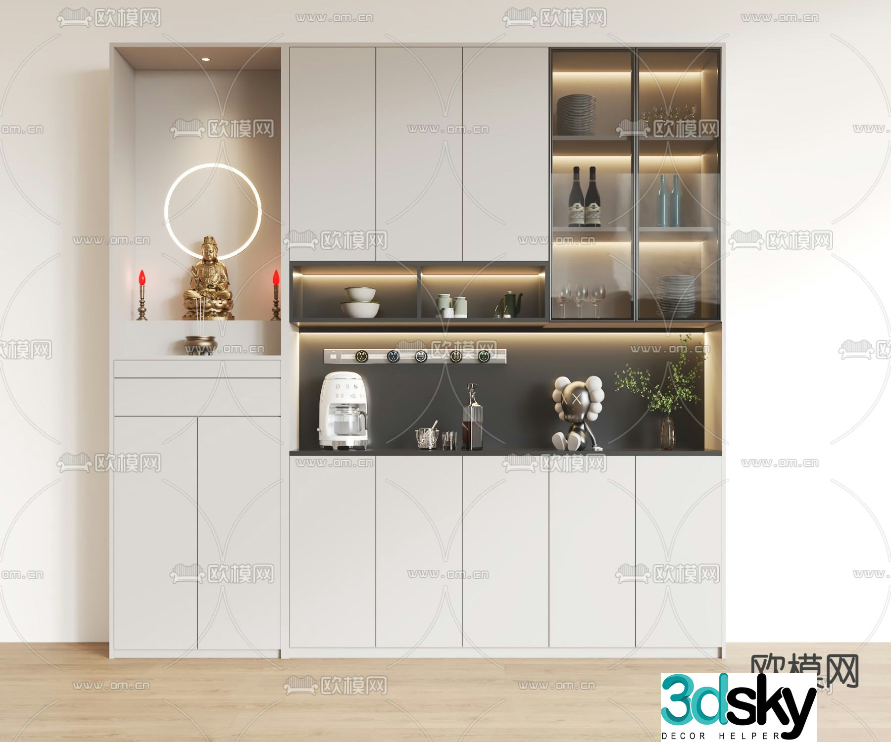 Simple wine cabinet integrated cabinet 3D model