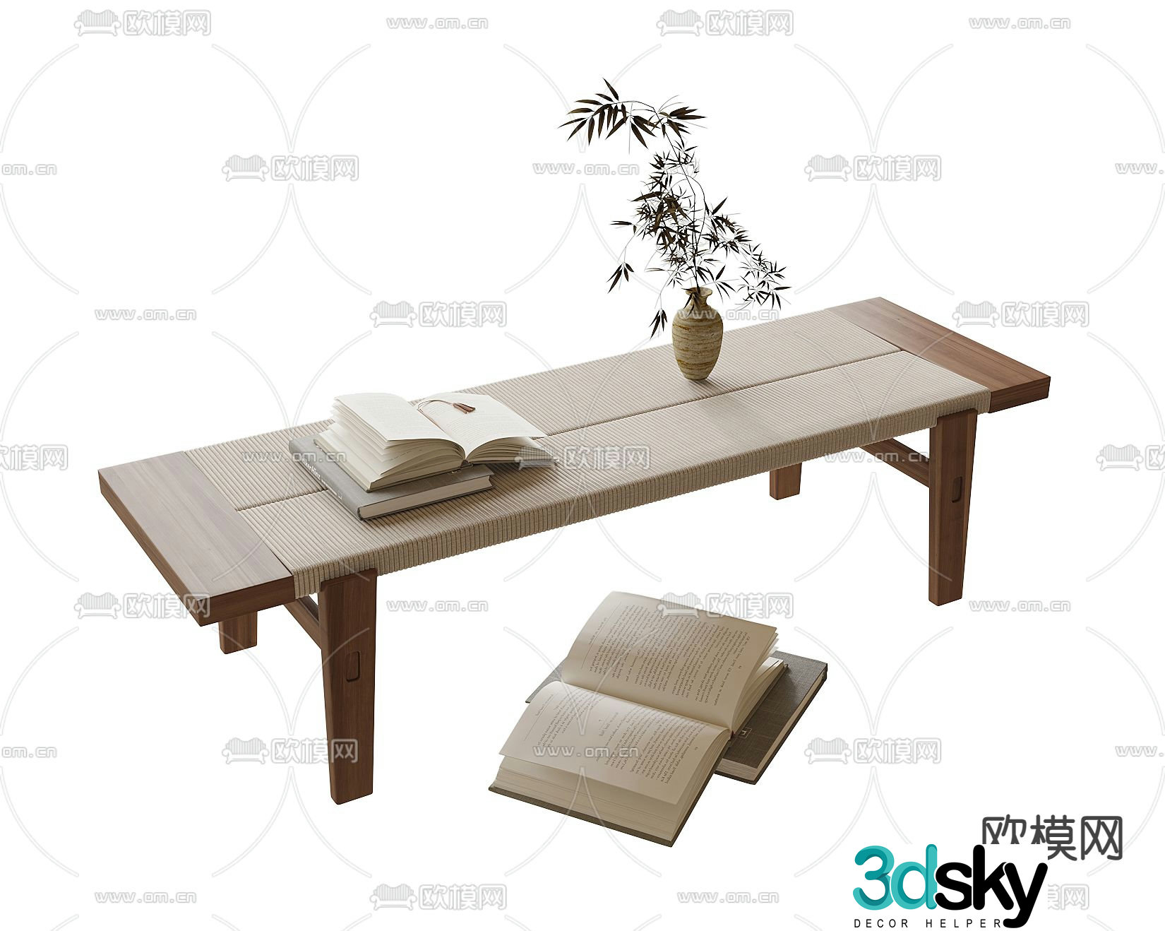 Medieval style bedside stool bench bench 3d model