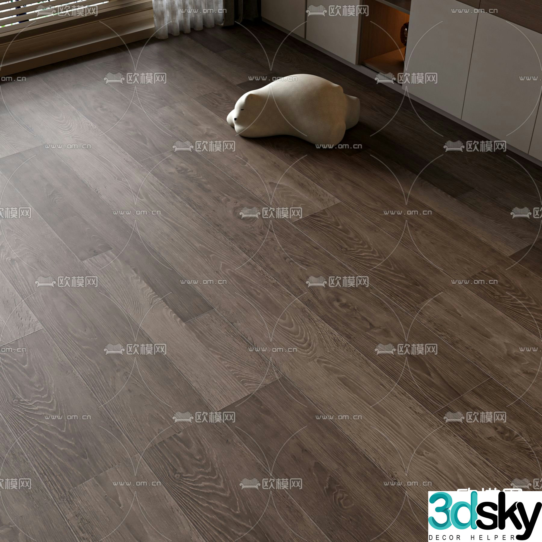 Light brown wood flooring Log flooring 3d model