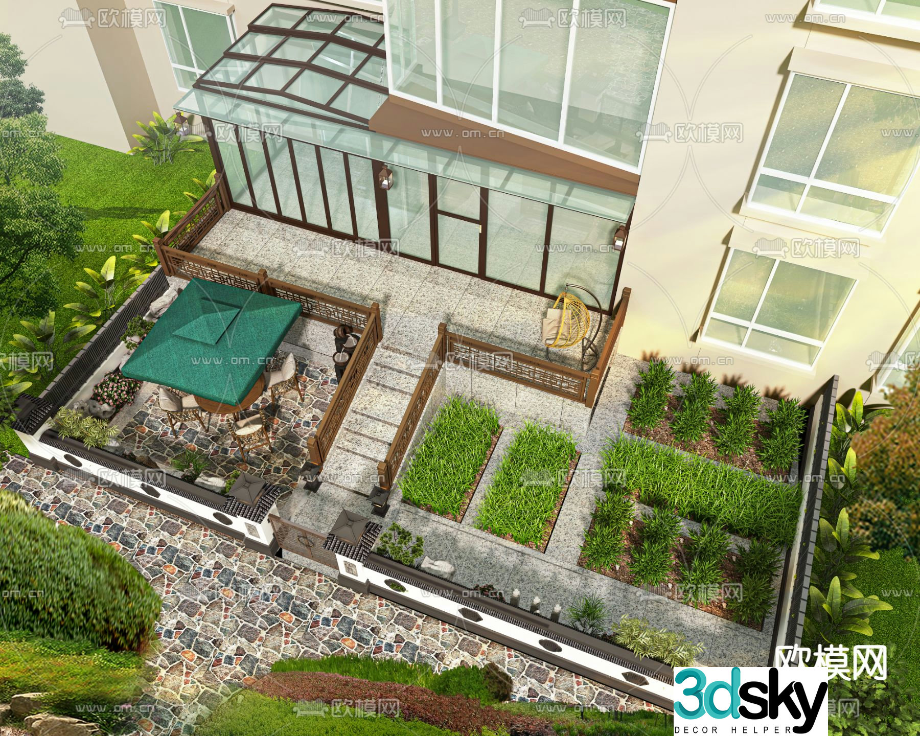 Home courtyard villa courtyard 3d model