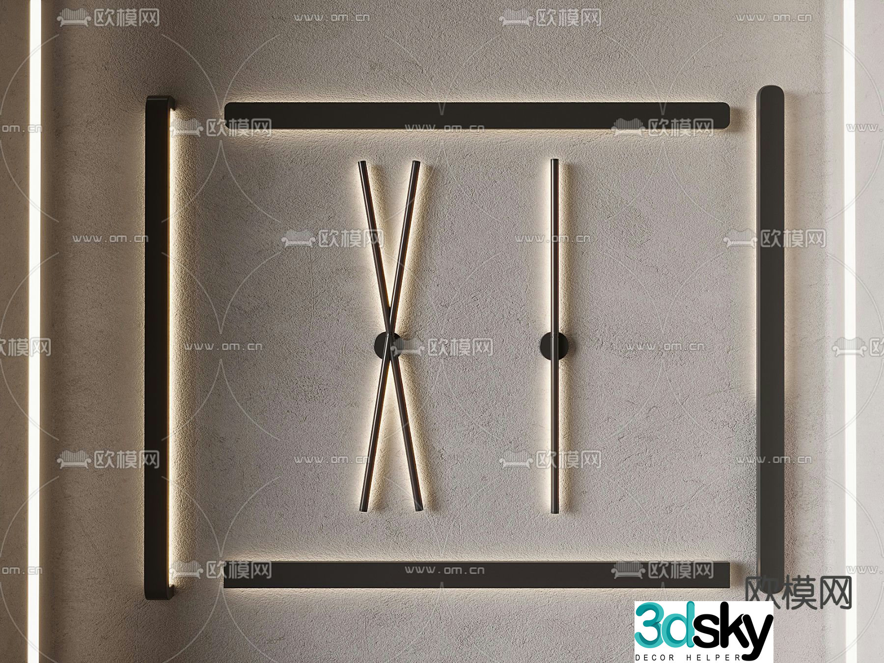 Metal wall light long wall light 3d model