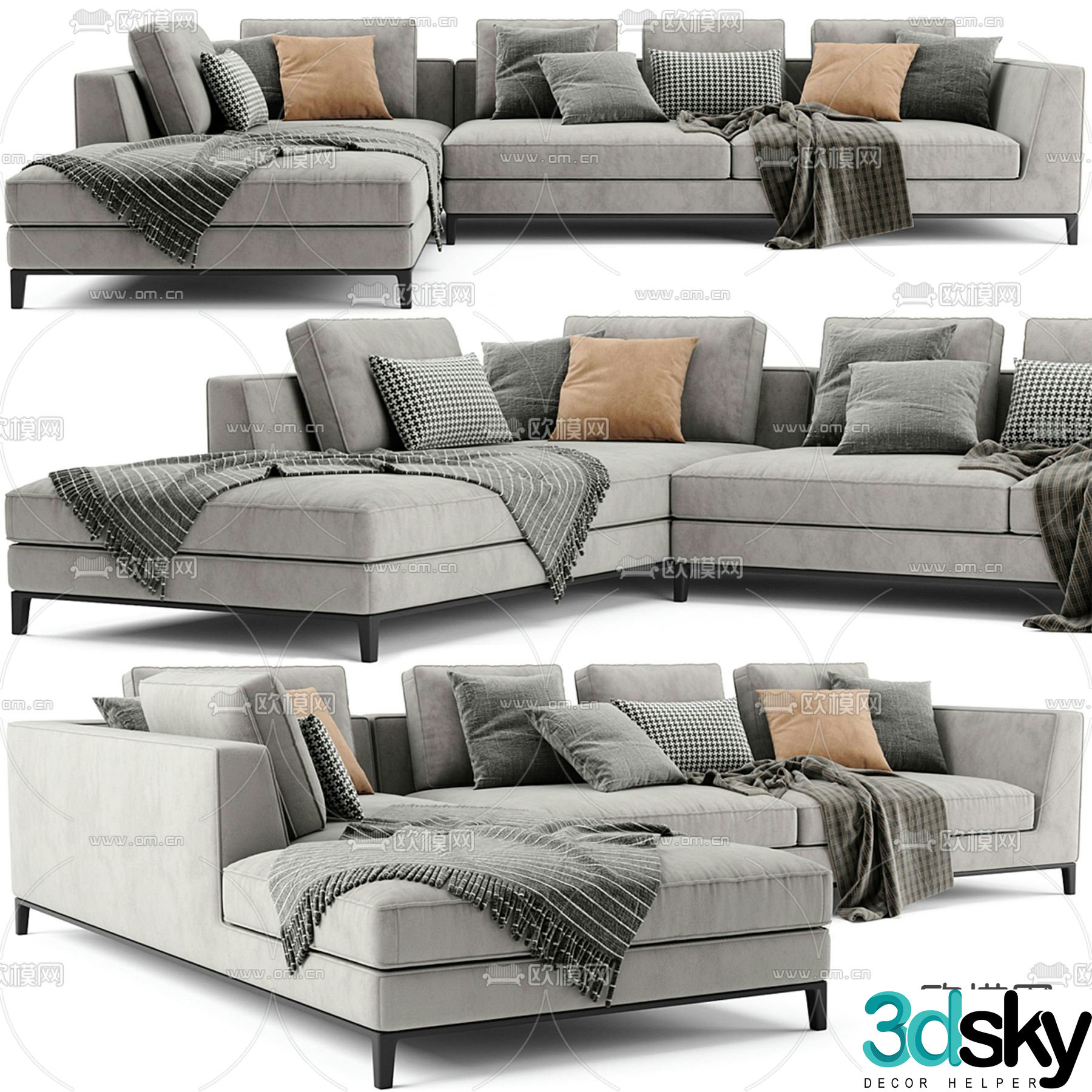 Corner sofa multi-person sofa 3d model