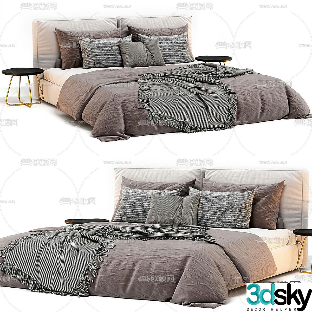 Double bed commercial bed 3d model