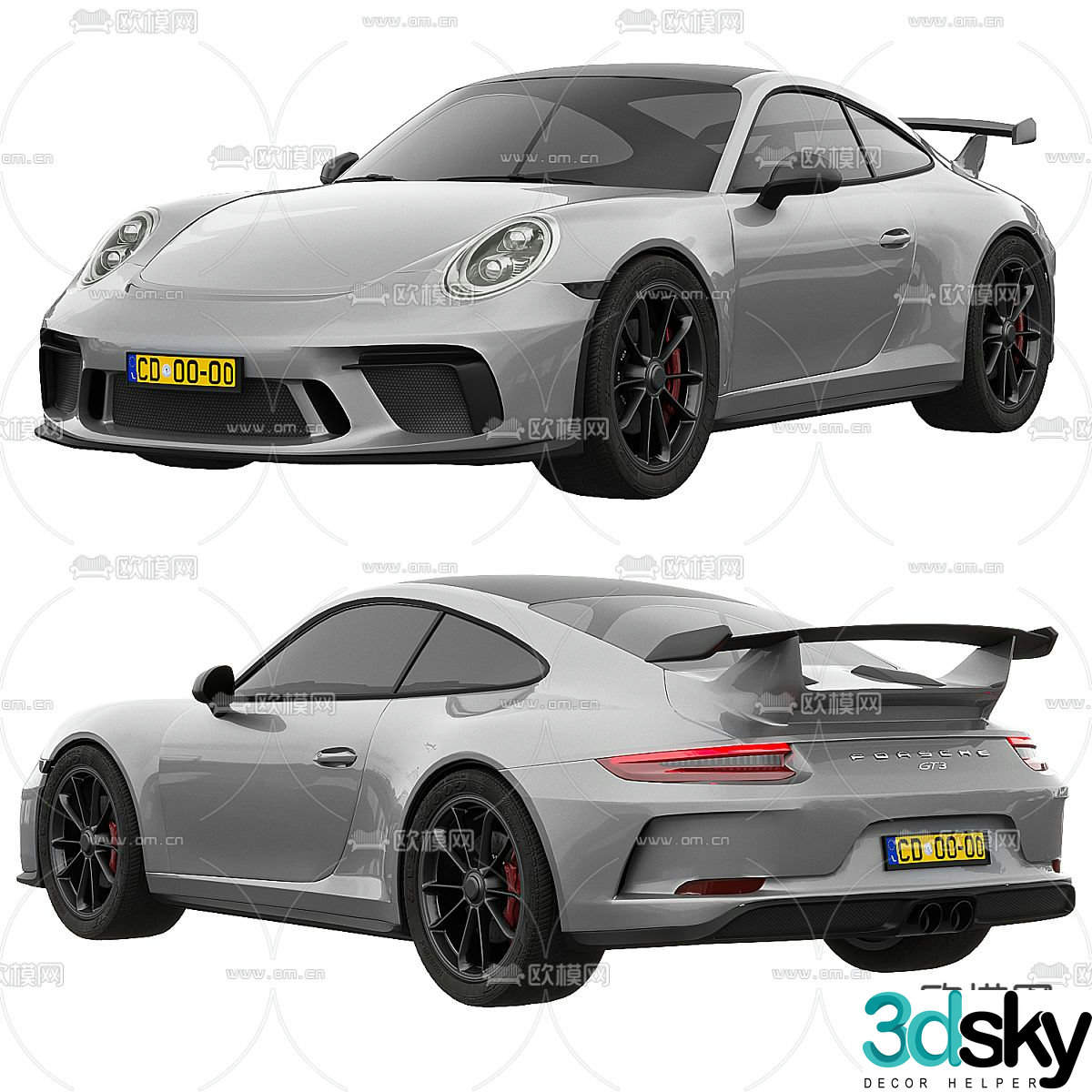 Porsche car GT3 sports car 3d model